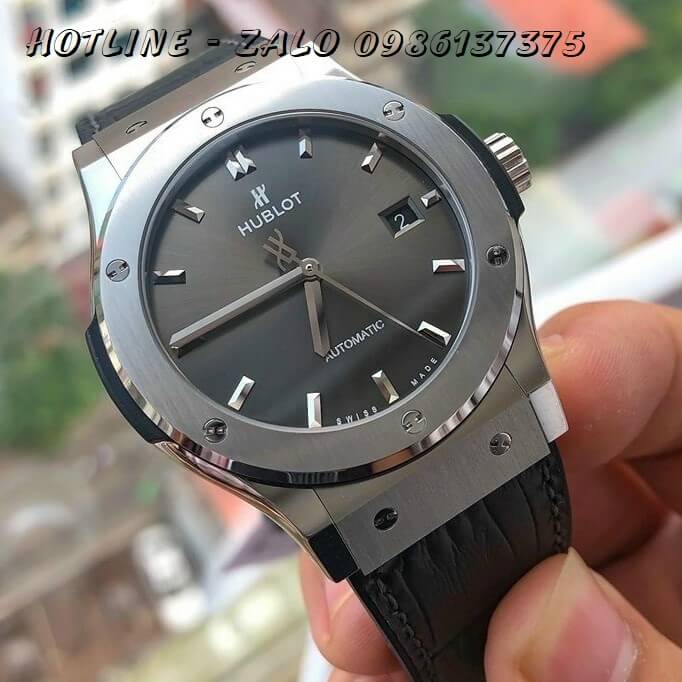 Đồng Hồ Nam Hublot Automatic Silicon Đen Mặt Xám 42mm