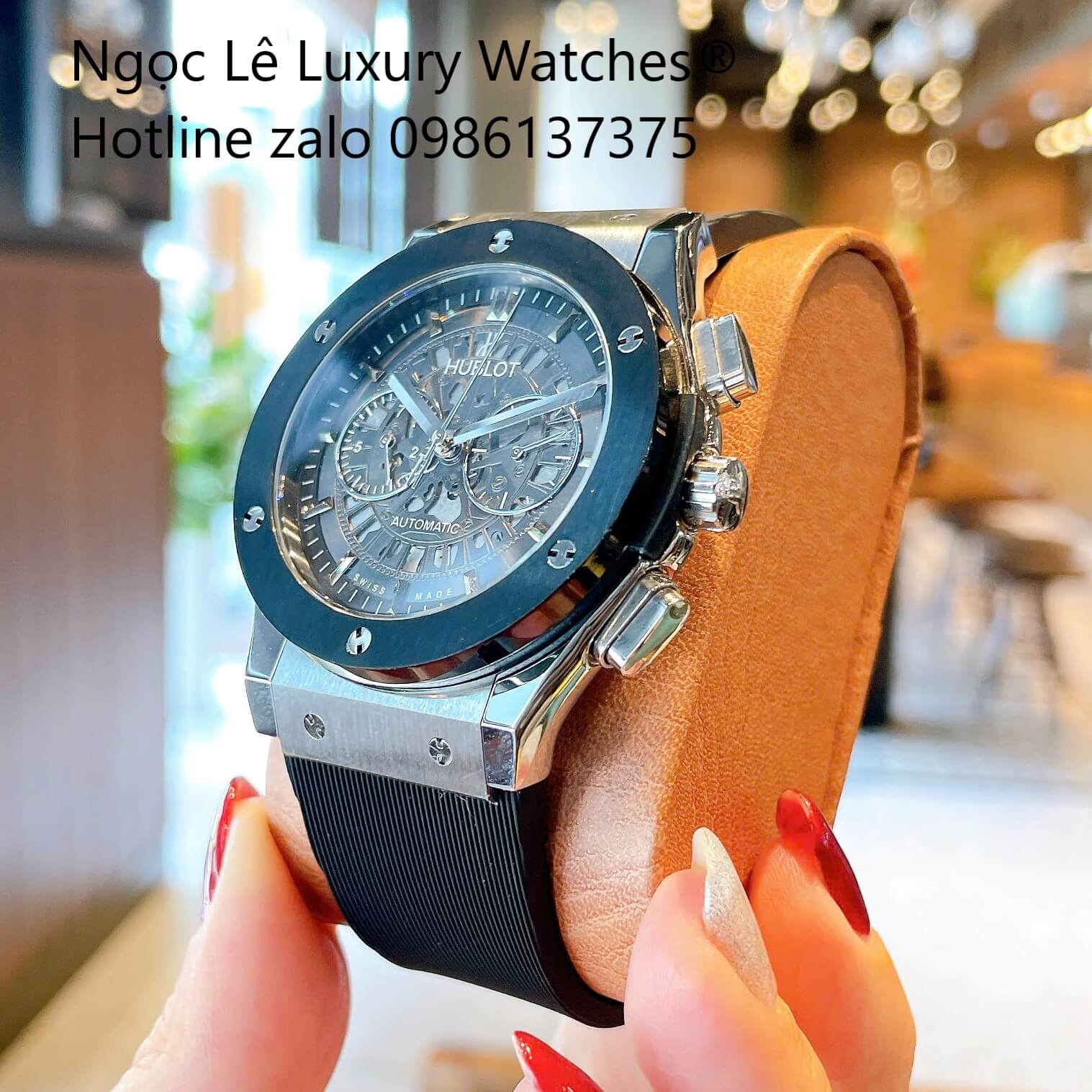 Đồng Hồ Nam Hublot Classic Fusion Automatic Dây Cao Su Đen Viền Thép Đen Size 42mm