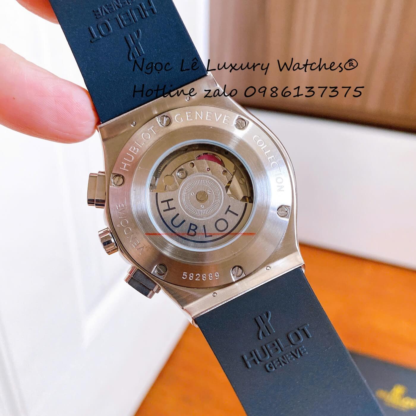 Đồng Hồ Nam Hublot Classic Fusion Automatic Dây Cao Su Đen Mặt Đen Vỏ Thép Silver Size 42mm