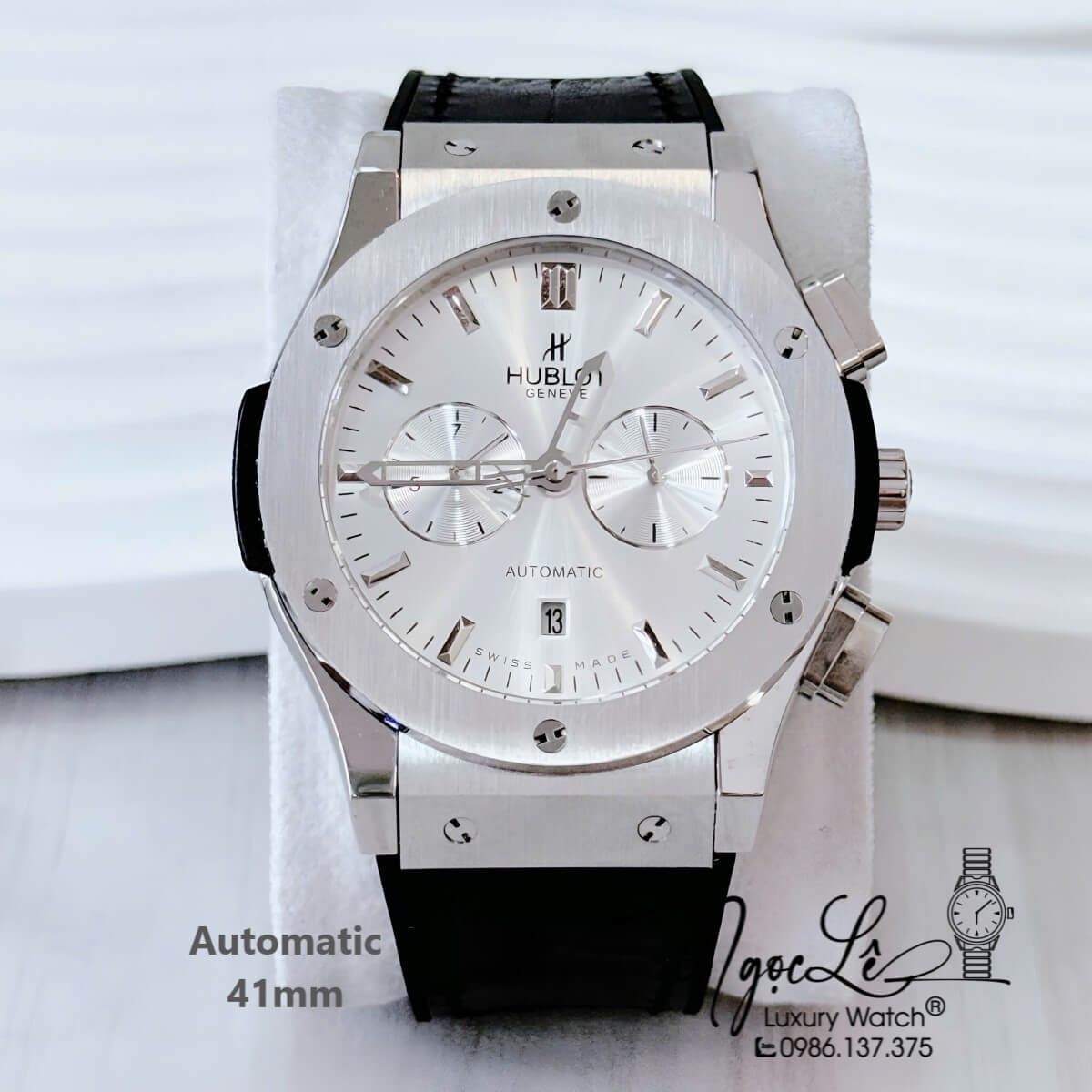 Đồng Hồ Nam Hublot Classic Fusion Automatic Dây Cao Su Bọc Da Đen Size 41mm Mặt 5 Kim
