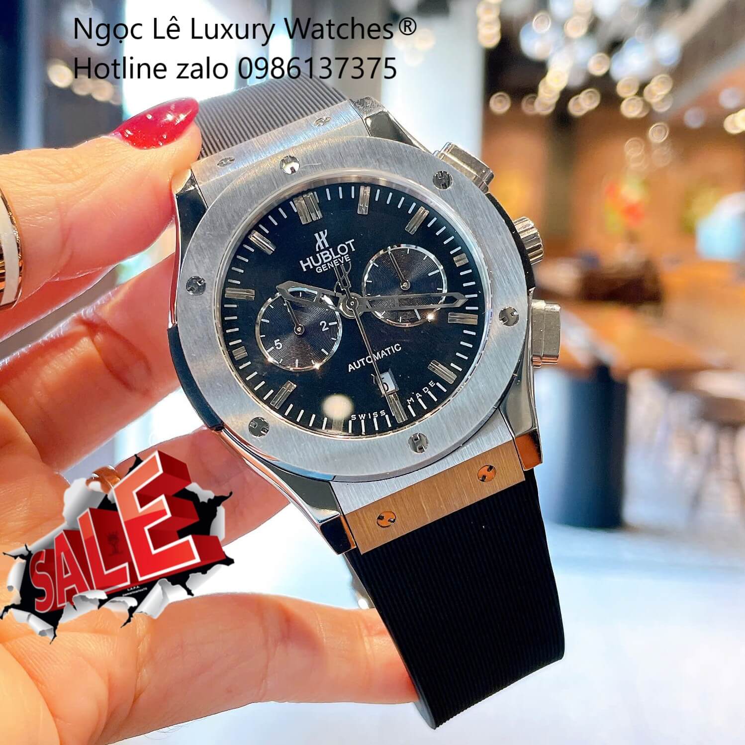 Đồng Hồ Nam Hublot Classic Fusion Automatic Dây Cao Su Đen 5 Kim Vỏ Silver Size 42mm