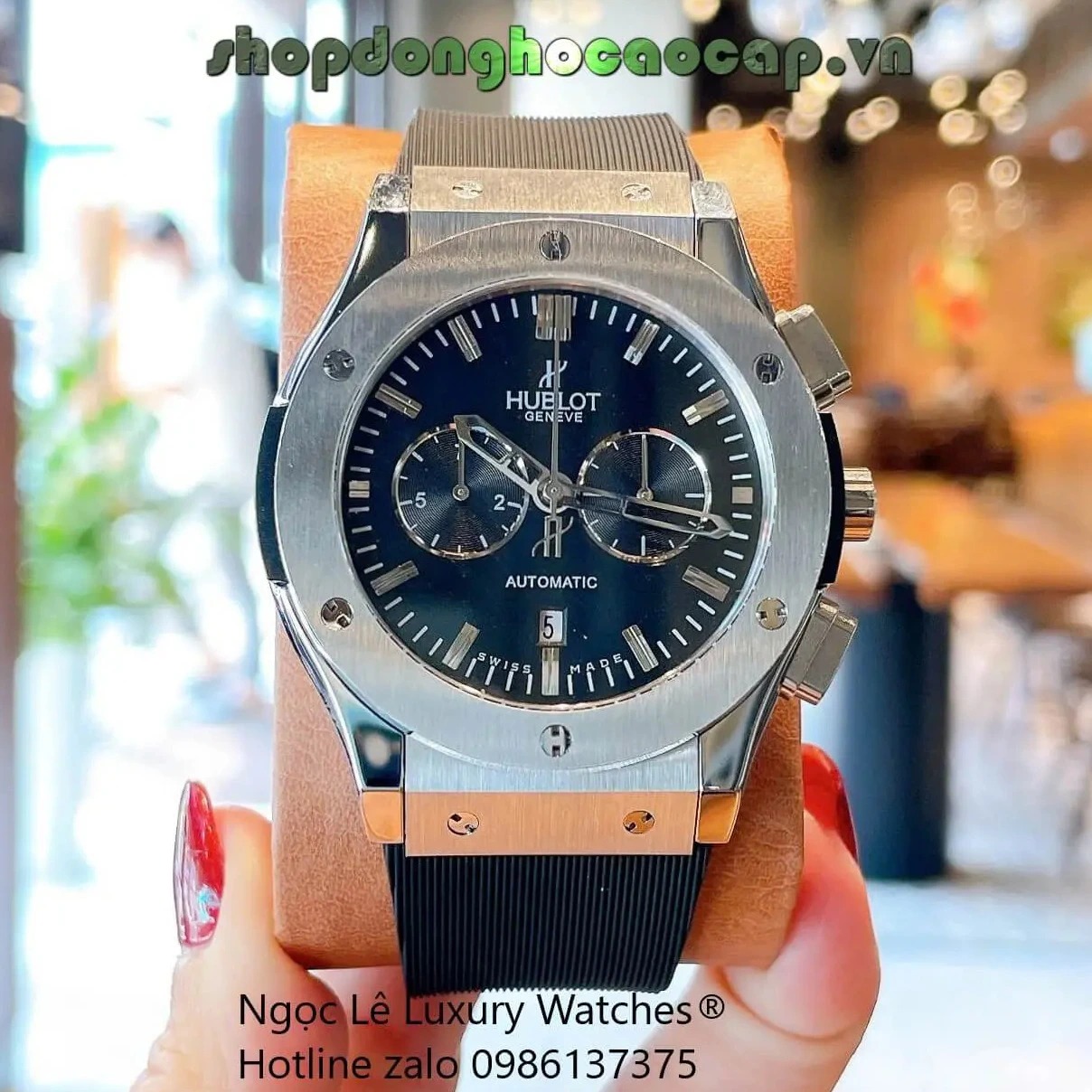 Đồng Hồ Nam Hublot Classic Fusion Automatic Dây Cao Su Đen 5 Kim Vỏ Silver Size 42mm