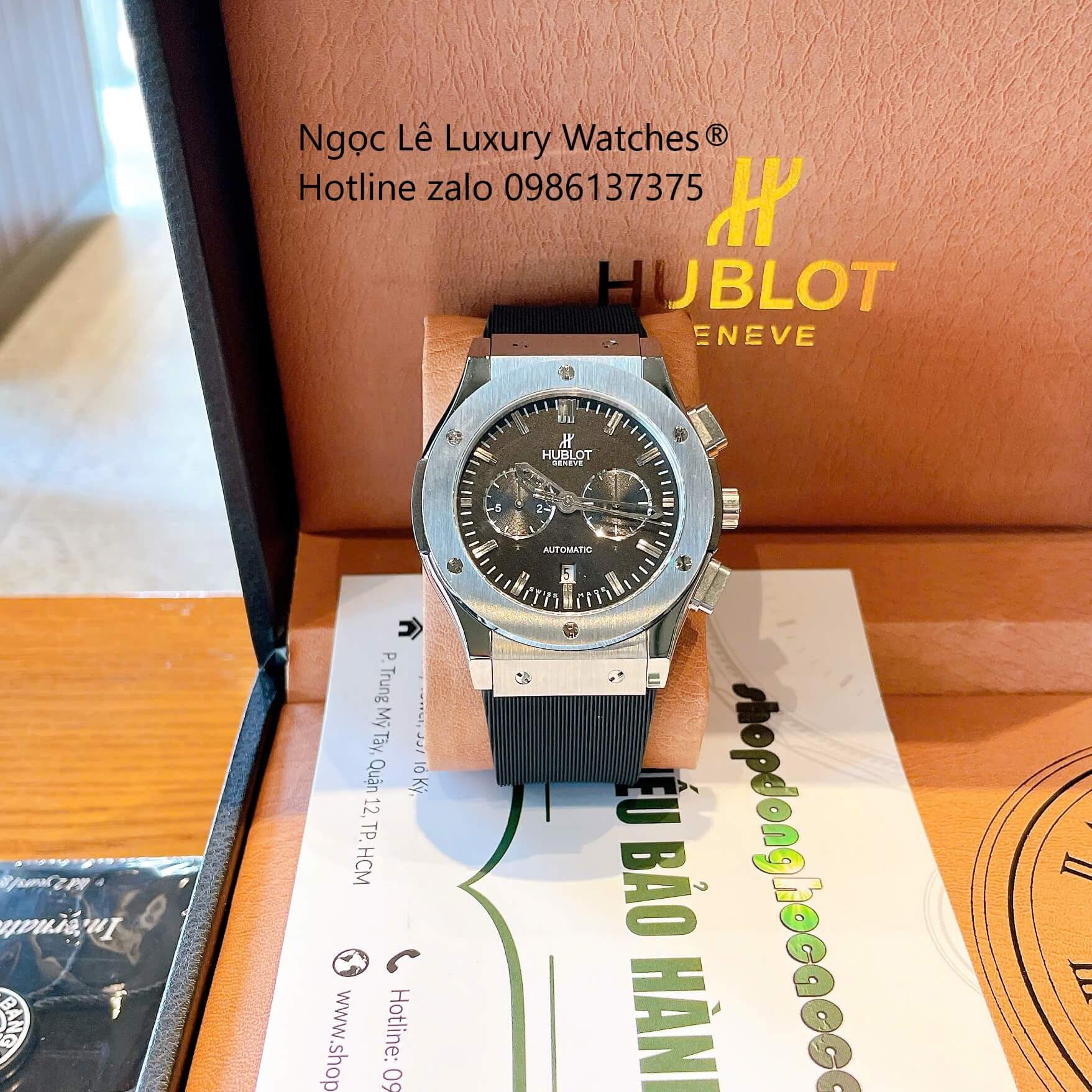 Đồng Hồ Nam Hublot Classic Fusion Automatic Dây Cao Su Đen 5 Kim Vỏ Silver Size 42mm