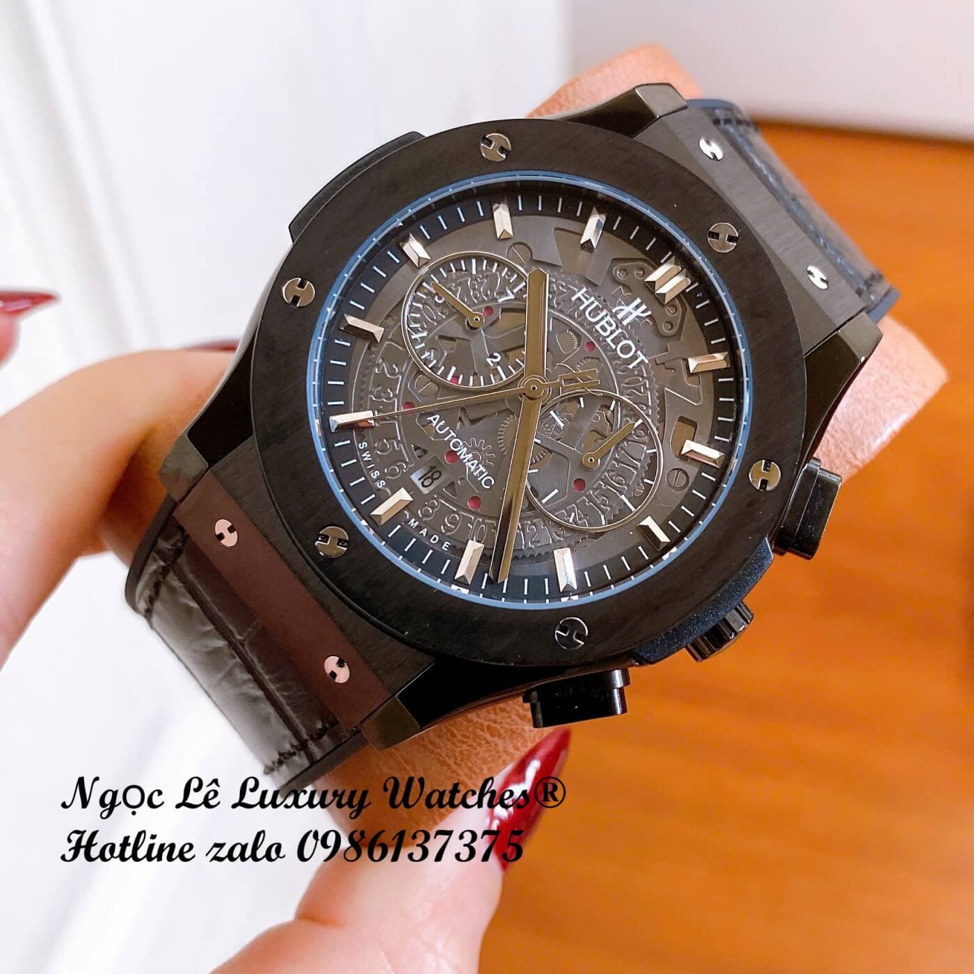 Đồng Hồ Nam Hublot Classic Fusion Automatic Dây Cao Su Đen Vỏ Đen Size 42mm