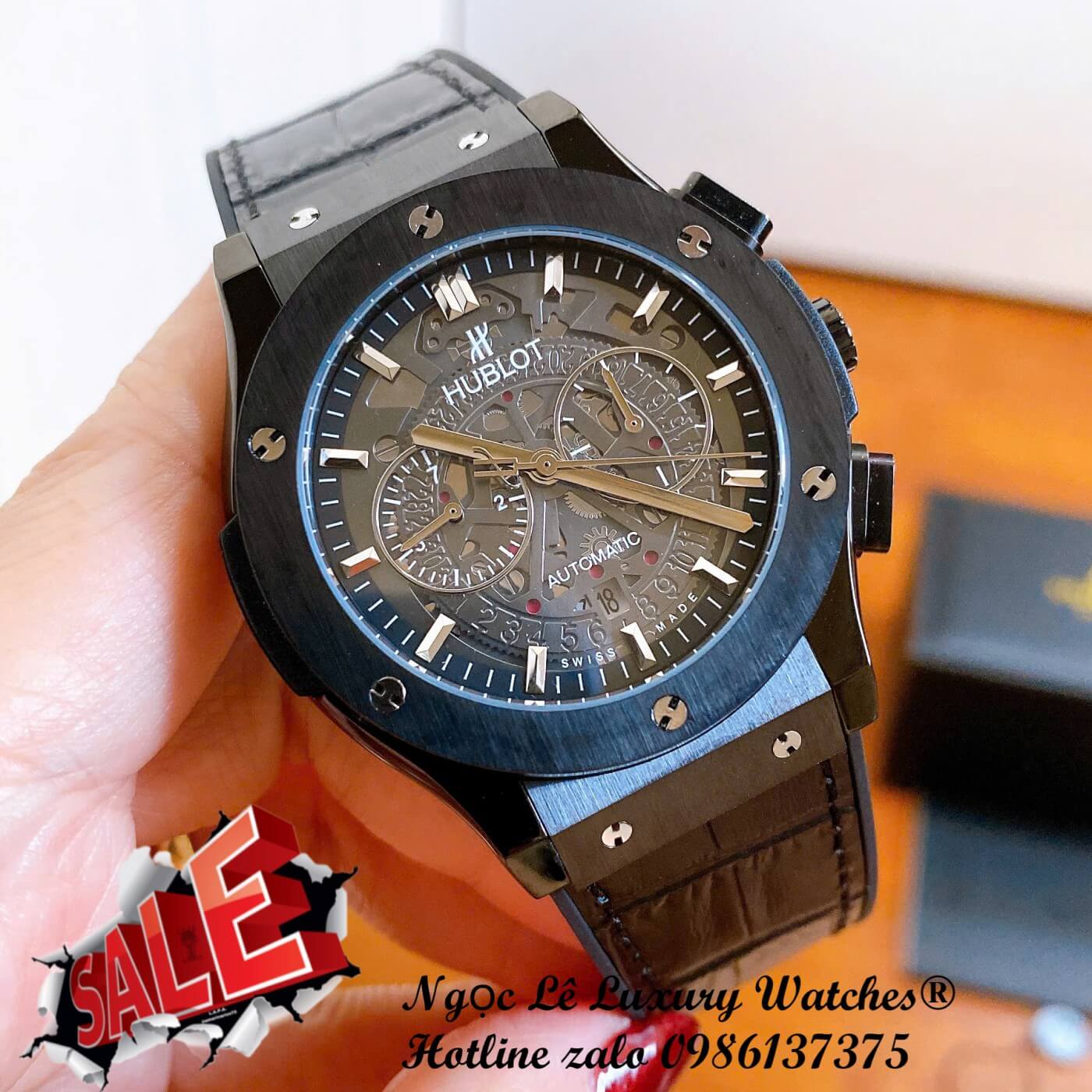 Đồng Hồ Nam Hublot Classic Fusion Automatic Dây Cao Su Đen Vỏ Đen Size 42mm