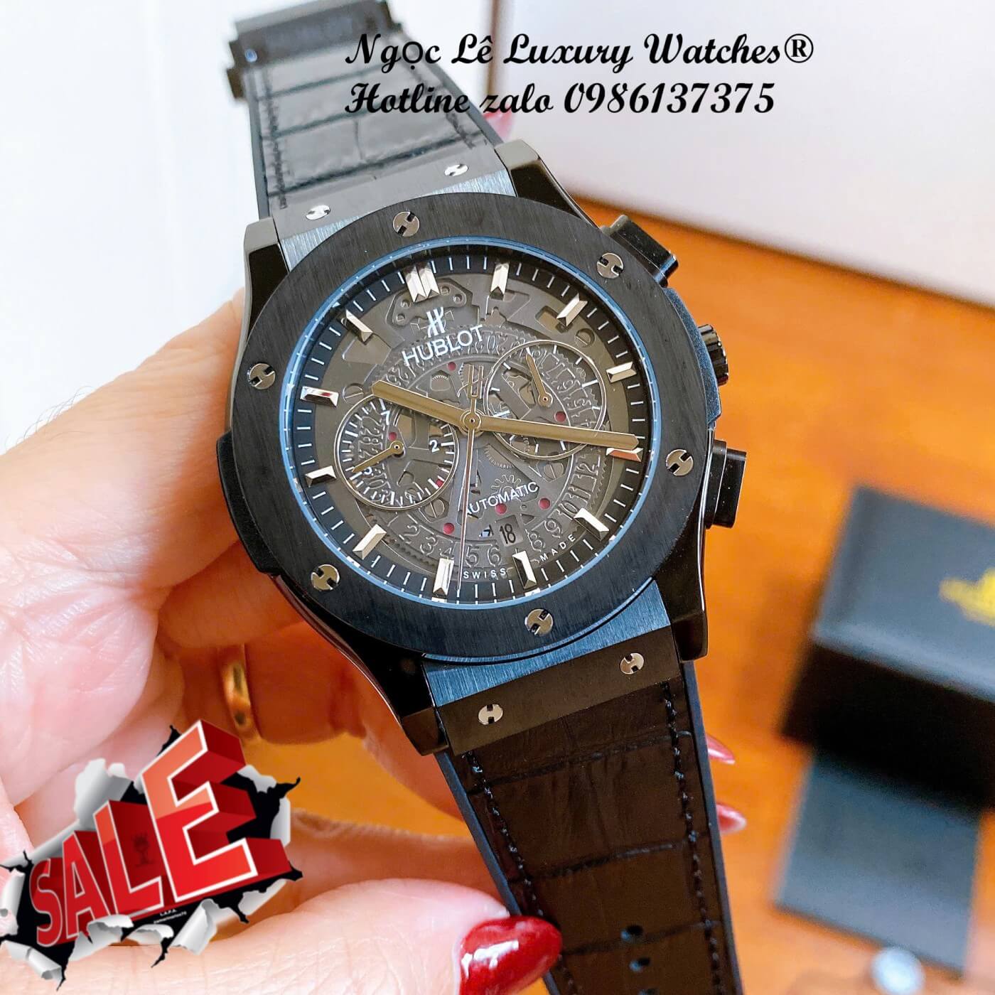 Đồng Hồ Nam Hublot Classic Fusion Automatic Dây Cao Su Đen Vỏ Đen Size 42mm