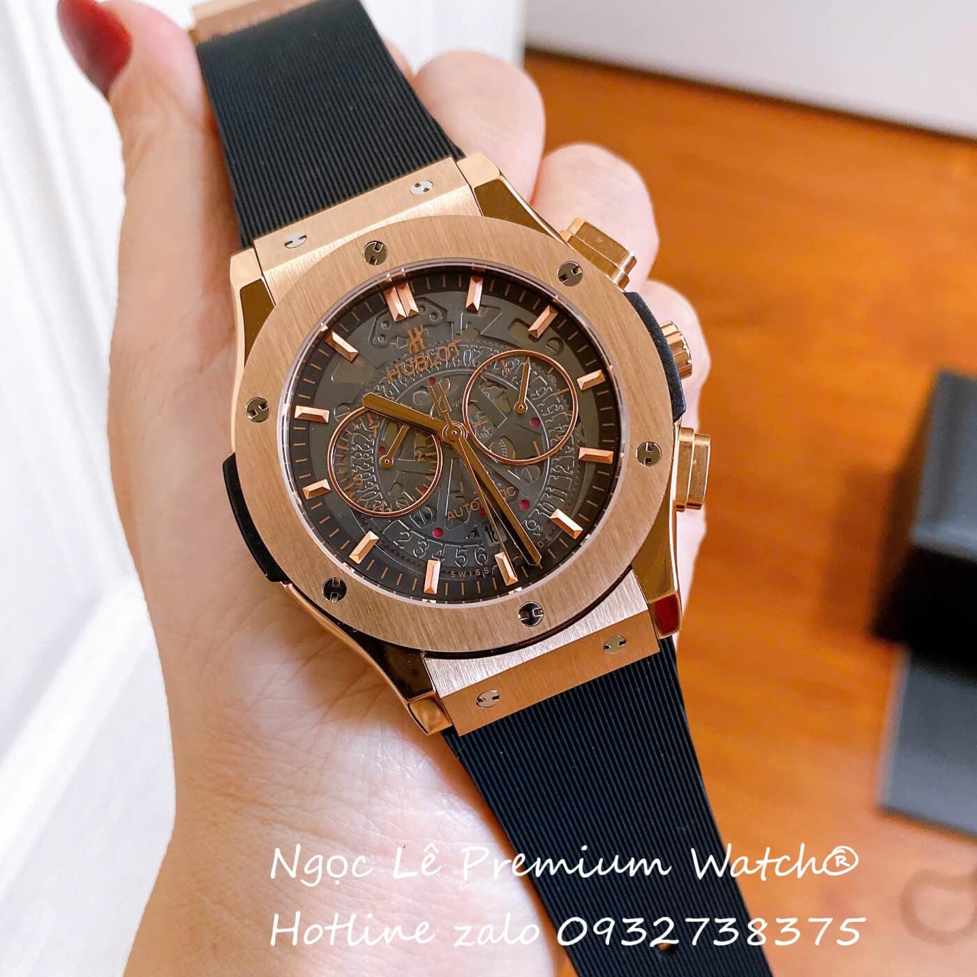 Đồng Hồ Nam Hublot Classic Fusion Automatic Dây Cao Su Đen Vỏ Rose Gold Size 42mm