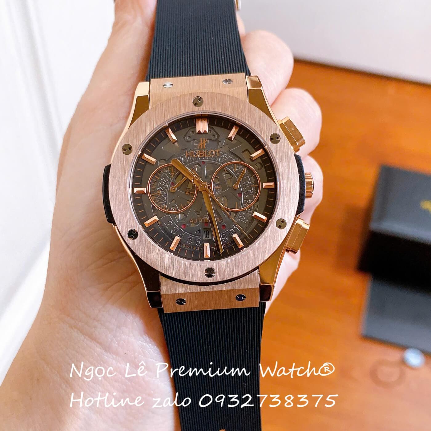 Đồng Hồ Nam Hublot Classic Fusion Automatic Dây Cao Su Đen Vỏ Rose Gold Size 42mm