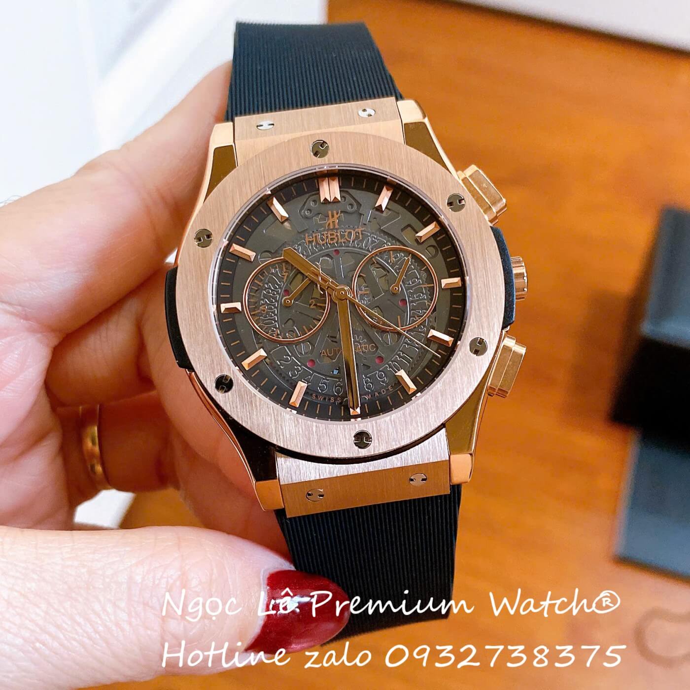 Đồng Hồ Nam Hublot Classic Fusion Automatic Dây Cao Su Đen Vỏ Rose Gold Size 42mm