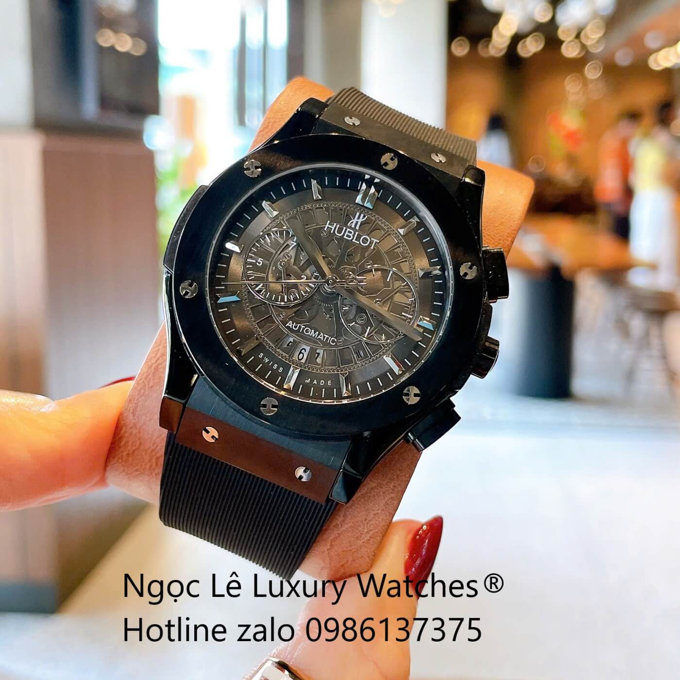 Đồng Hồ Nam Hublot Classic Fusion Automatic Dây Cao Su Đen Vỏ Thép Đen Size 42mm