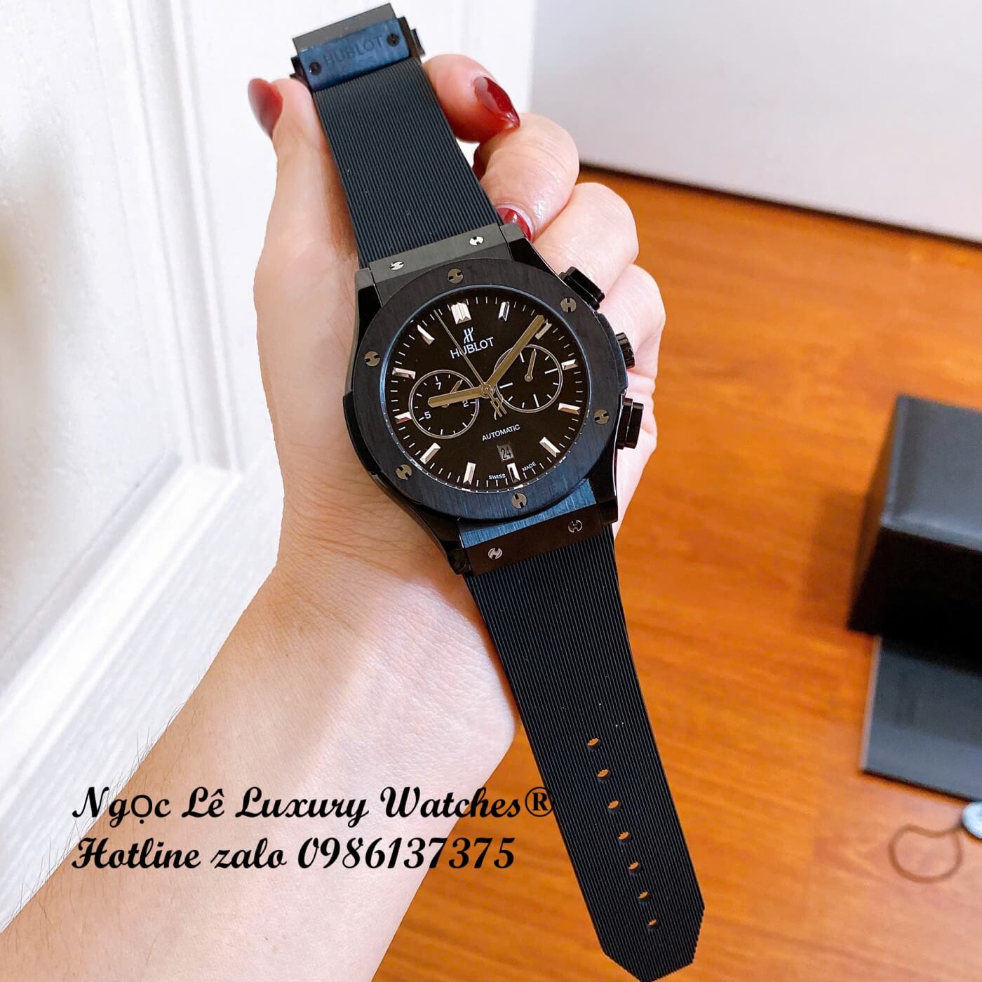 Đồng Hồ Nam Hublot Classic Fusion Automatic Dây Cao Su Đen Vỏ Thép Đen Size 42mm