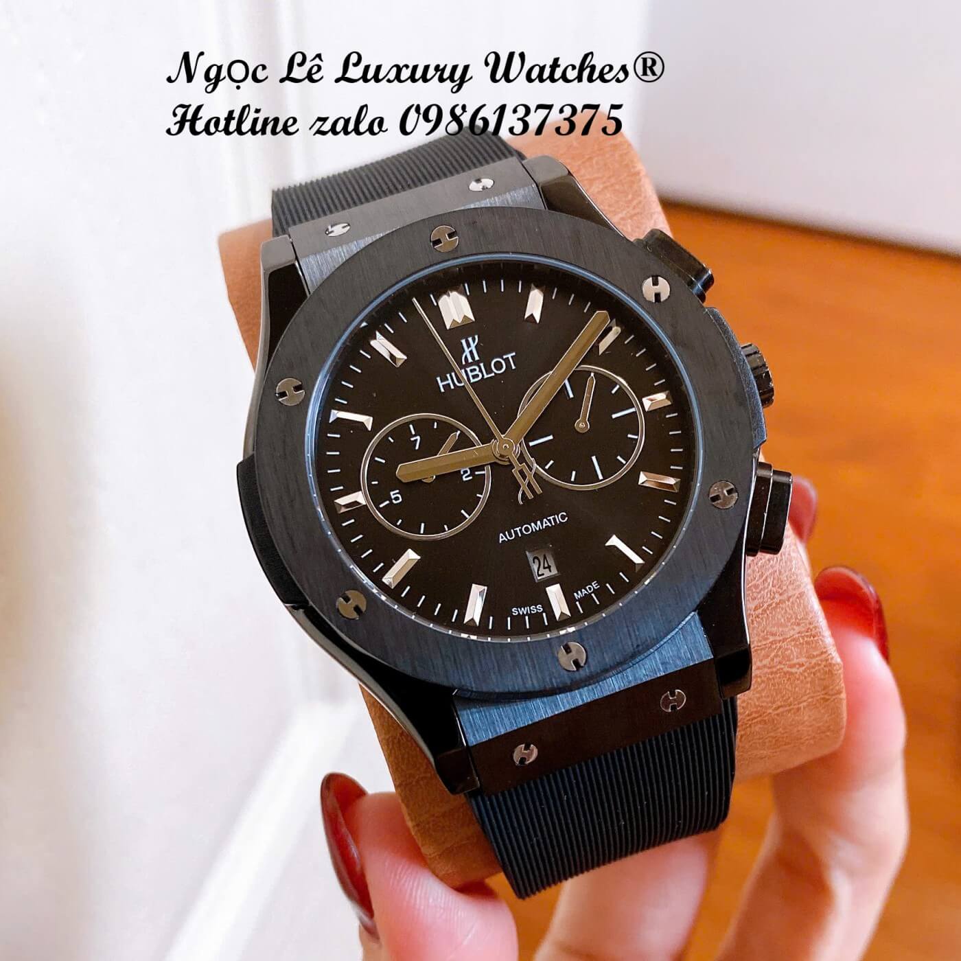 Đồng Hồ Nam Hublot Classic Fusion Automatic Dây Cao Su Đen Vỏ Thép Đen Size 42mm