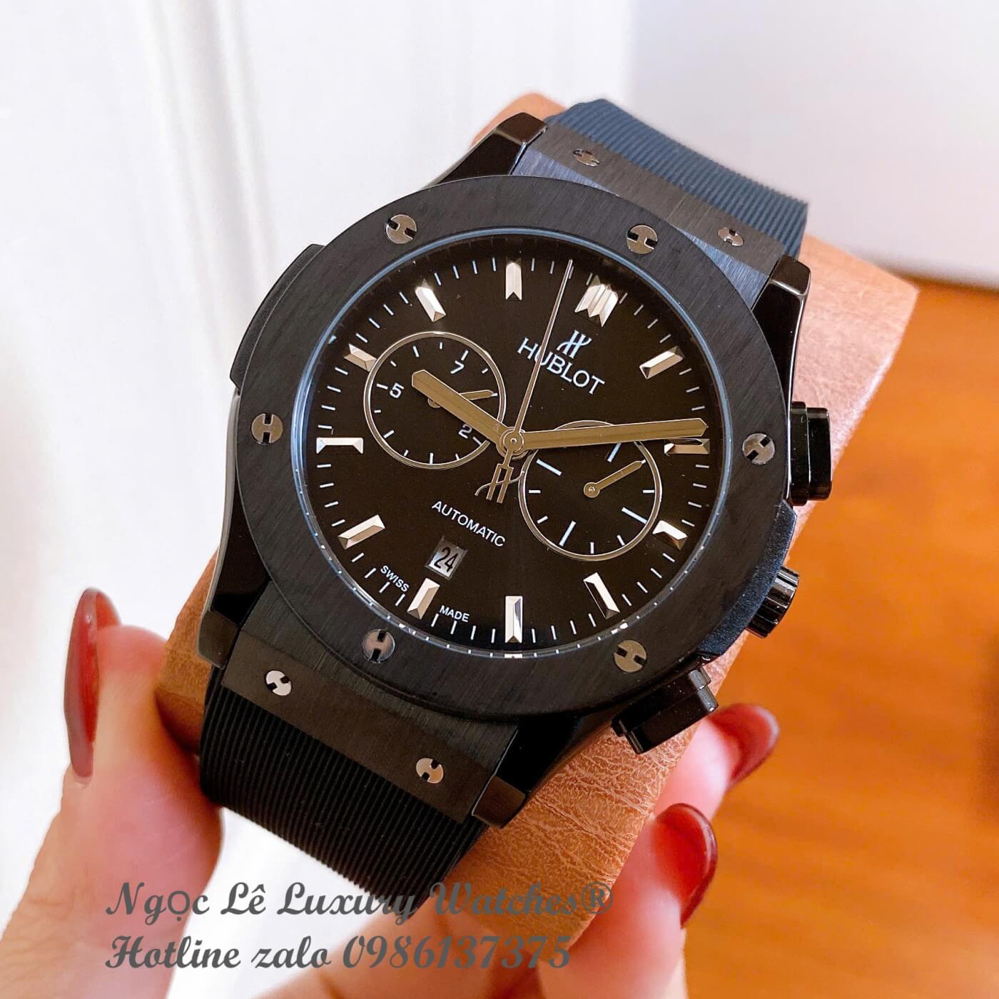 Đồng Hồ Nam Hublot Classic Fusion Automatic Dây Cao Su Đen Vỏ Thép Đen Size 42mm