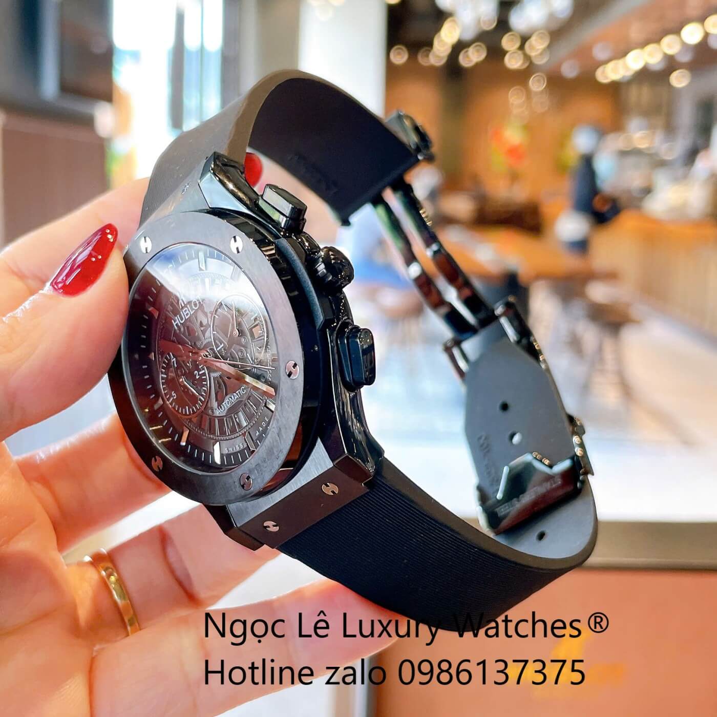 Đồng Hồ Nam Hublot Classic Fusion Automatic Dây Cao Su Đen Vỏ Thép Đen Size 42mm