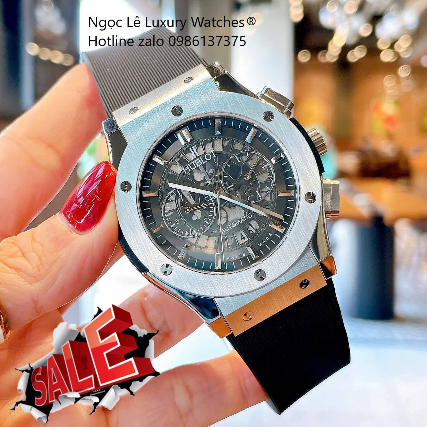 Đồng Hồ Nam Hublot Classic Fusion Automatic Dây Cao Su Đen Vỏ Thép Silver Size 42mm