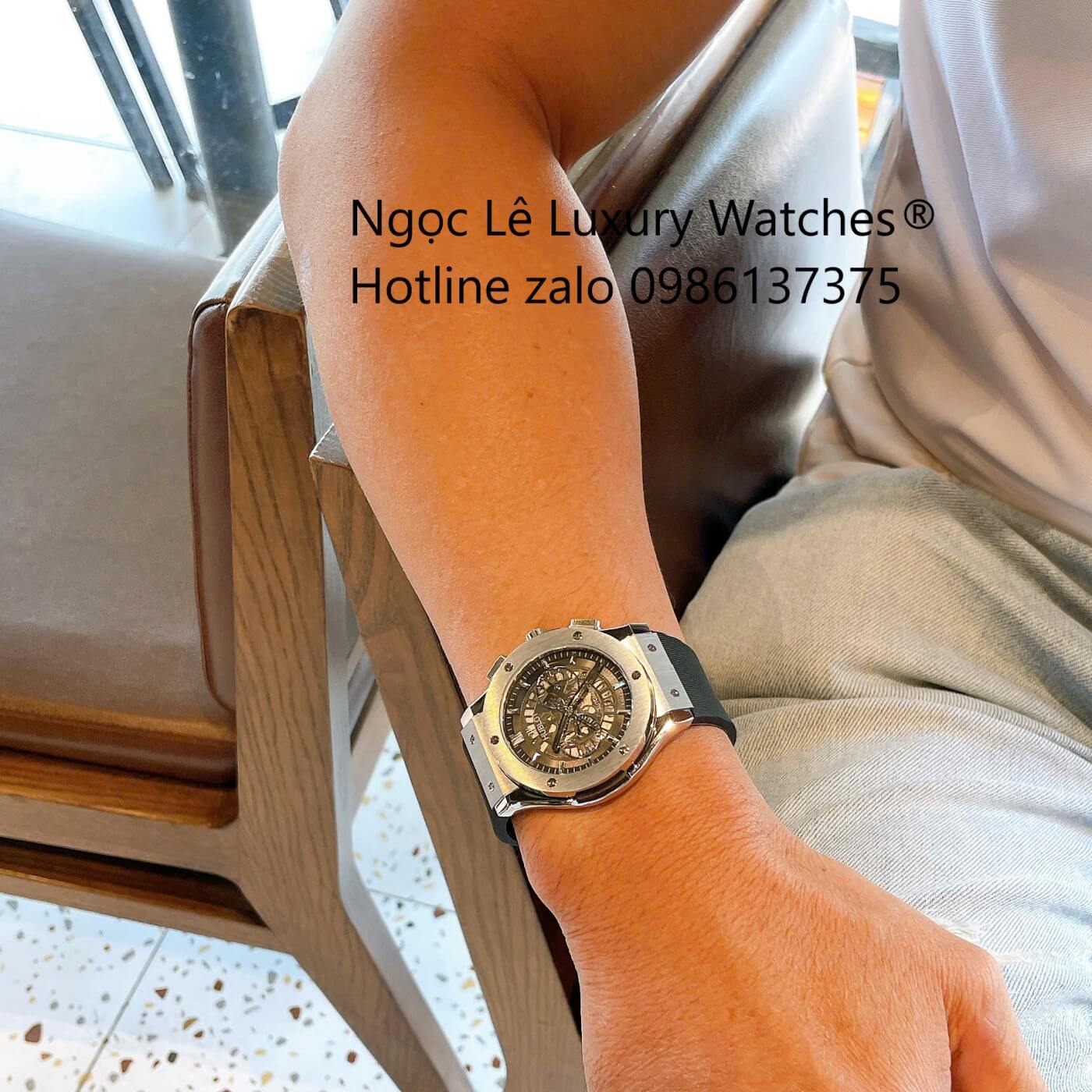 Đồng Hồ Nam Hublot Classic Fusion Automatic Dây Cao Su Đen Vỏ Thép Silver Size 42mm