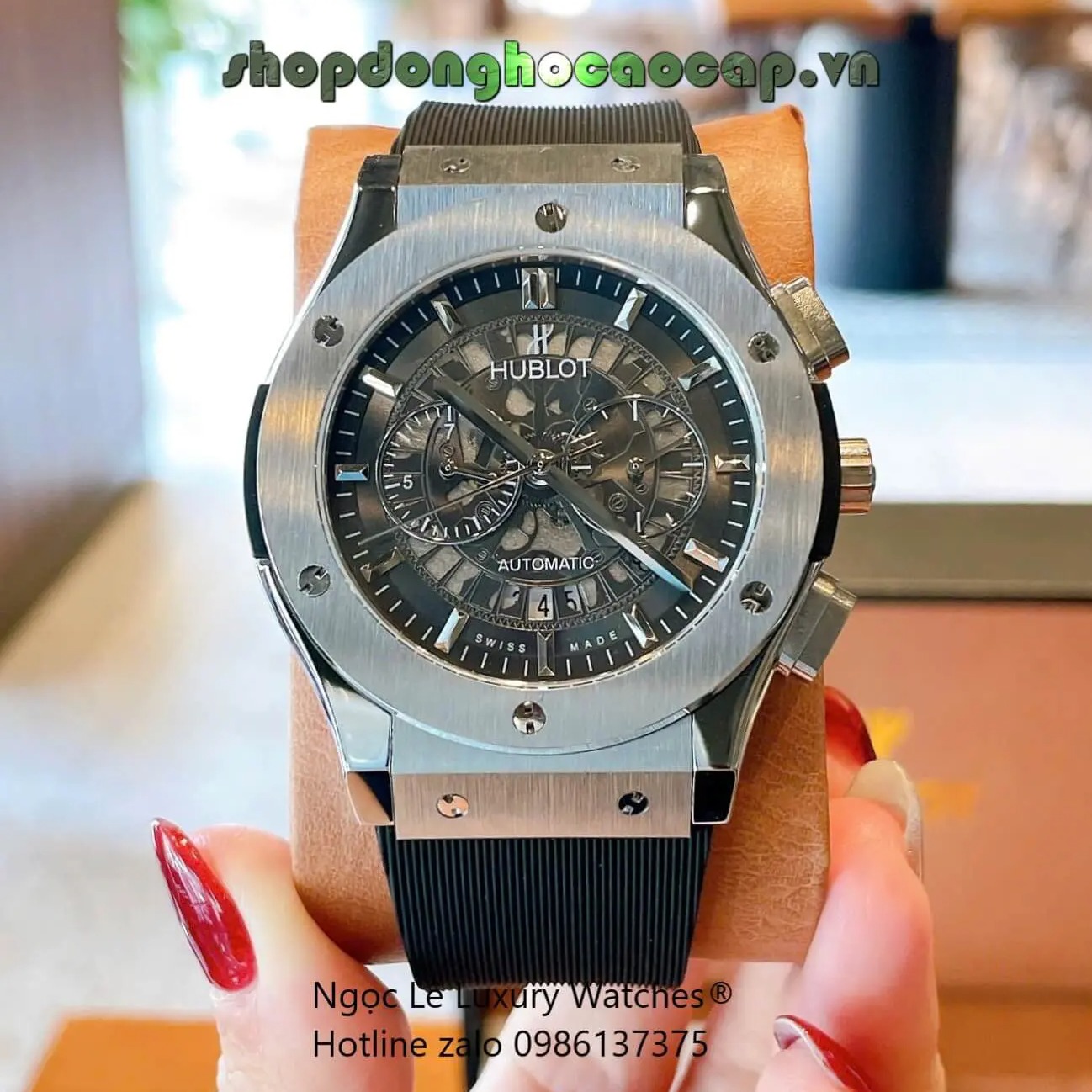 Đồng Hồ Nam Hublot Classic Fusion Automatic Dây Cao Su Đen Vỏ Thép Silver Size 42mm