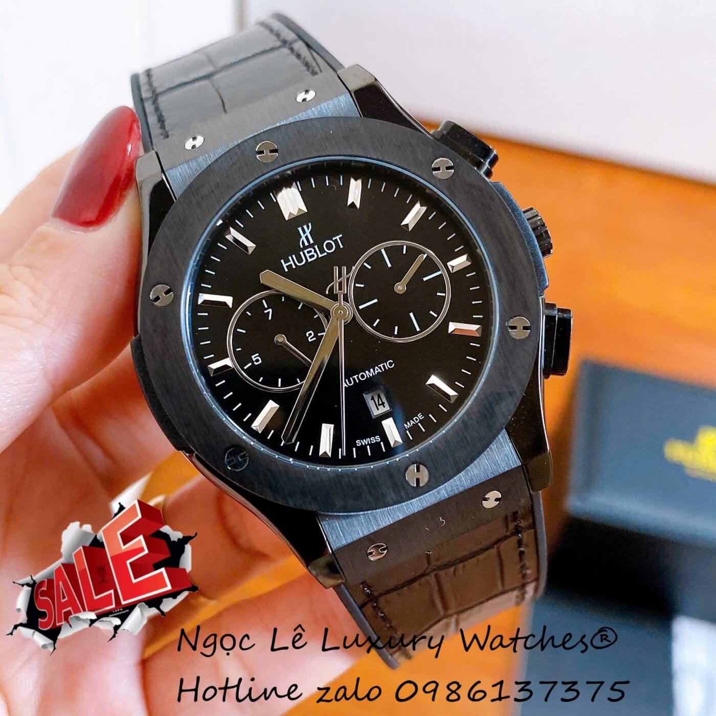 Đồng Hồ Nam Hublot Classic Fusion Automatic Dây Da Đen Vỏ Thép Đen Size 42mm