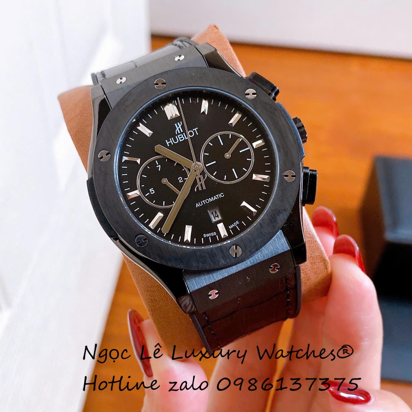 Đồng Hồ Nam Hublot Classic Fusion Automatic Dây Da Đen Vỏ Thép Đen Size 42mm