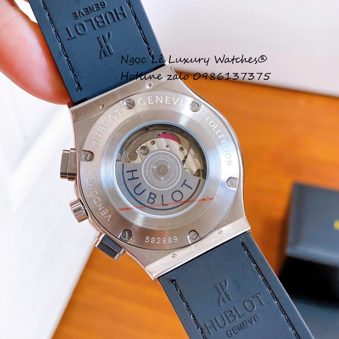 Đồng Hồ Nam Hublot Classic Fusion Automatic Dây Da Đen Vỏ Thép Silver Size 42mm