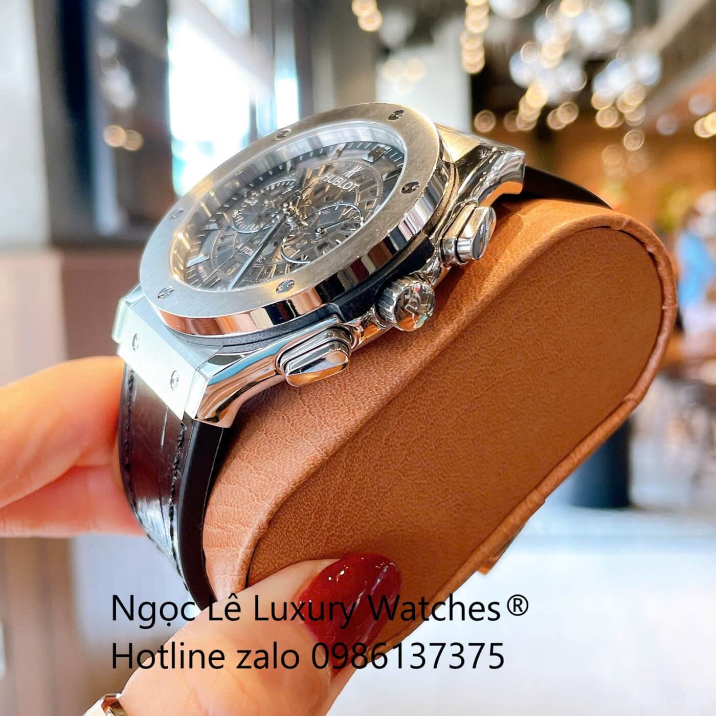 Đồng Hồ Nam Hublot Classic Fusion Automatic Dây Da Đen Vỏ Thép Silver Size 42mm