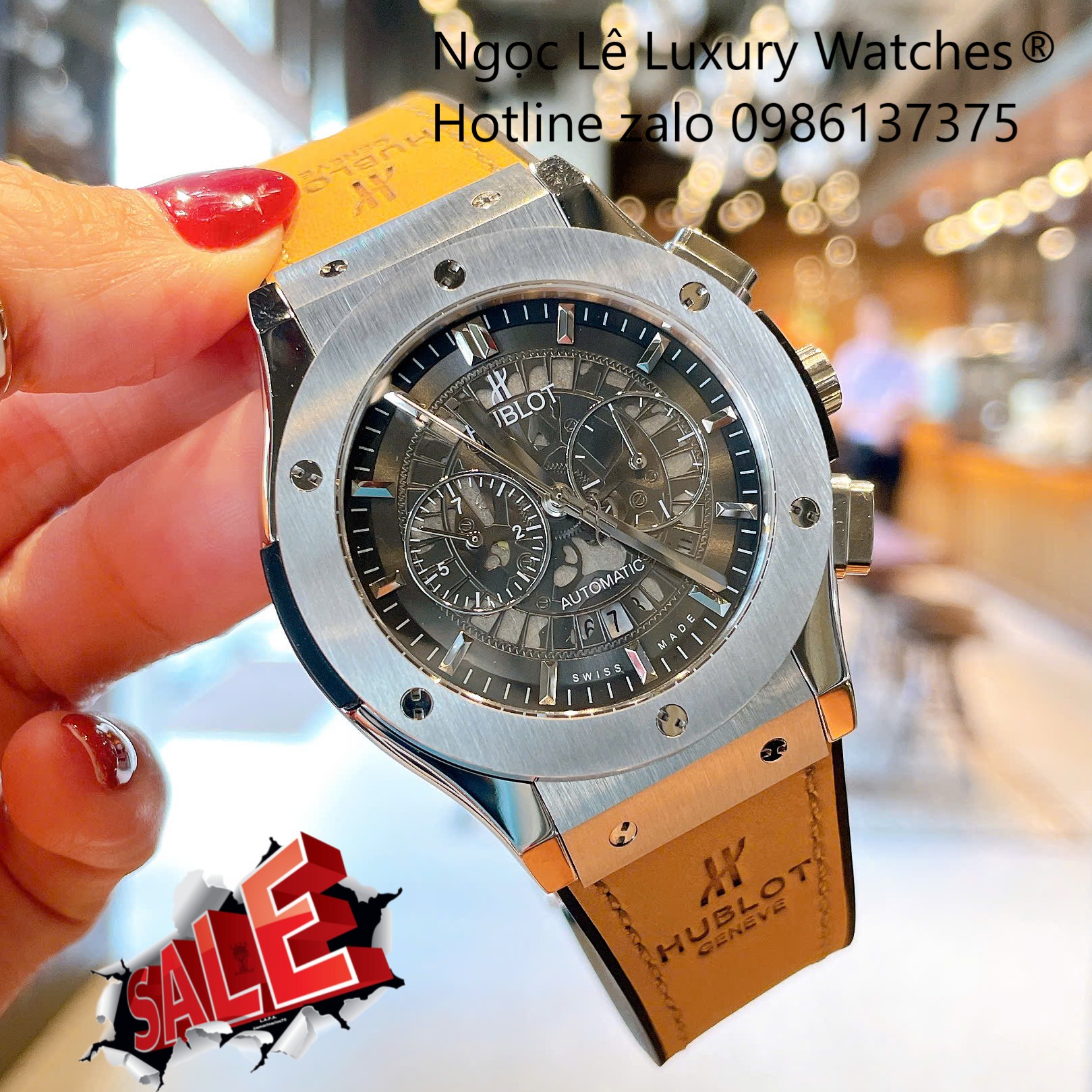 Đồng Hồ Nam Hublot Classic Fusion Automatic Dây Da Nâu Vỏ Thép Silver Size 42mm