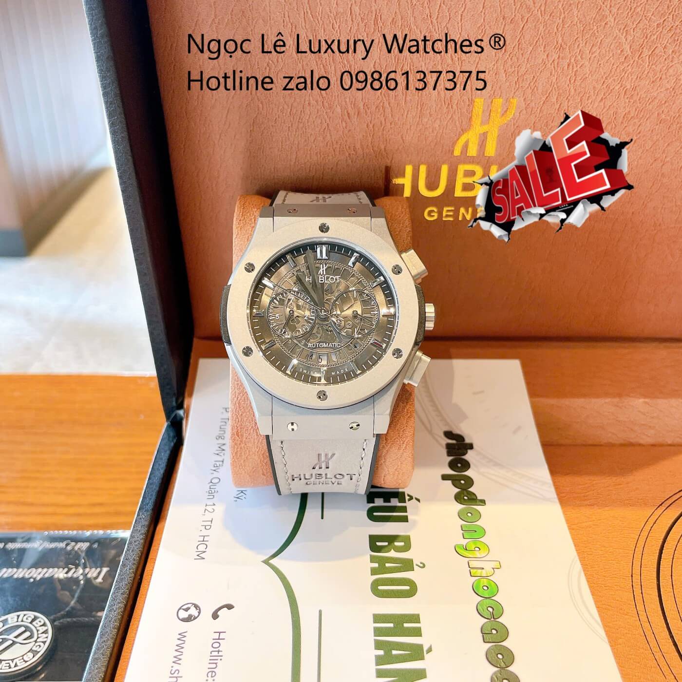 Đồng Hồ Nam Hublot Classic Fusion Automatic Dây Da Xám Vỏ Thép Mờ Silver Size 42mm