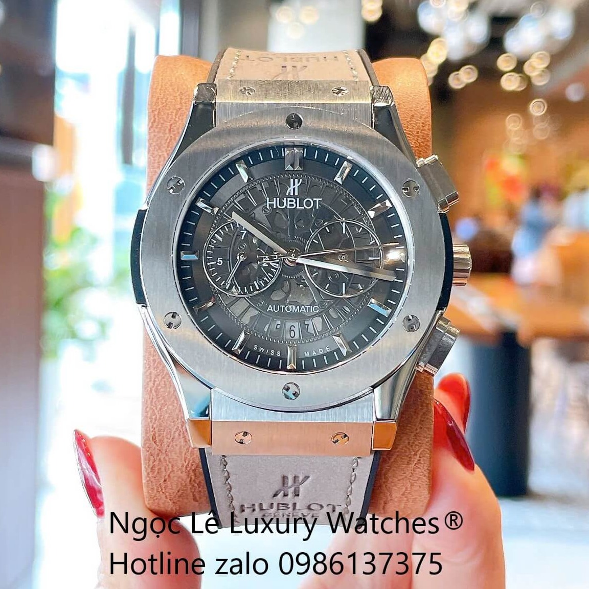 Đồng Hồ Nam Hublot Classic Fusion Automatic Dây Da Xám Vỏ Thép Silver Size 42mm