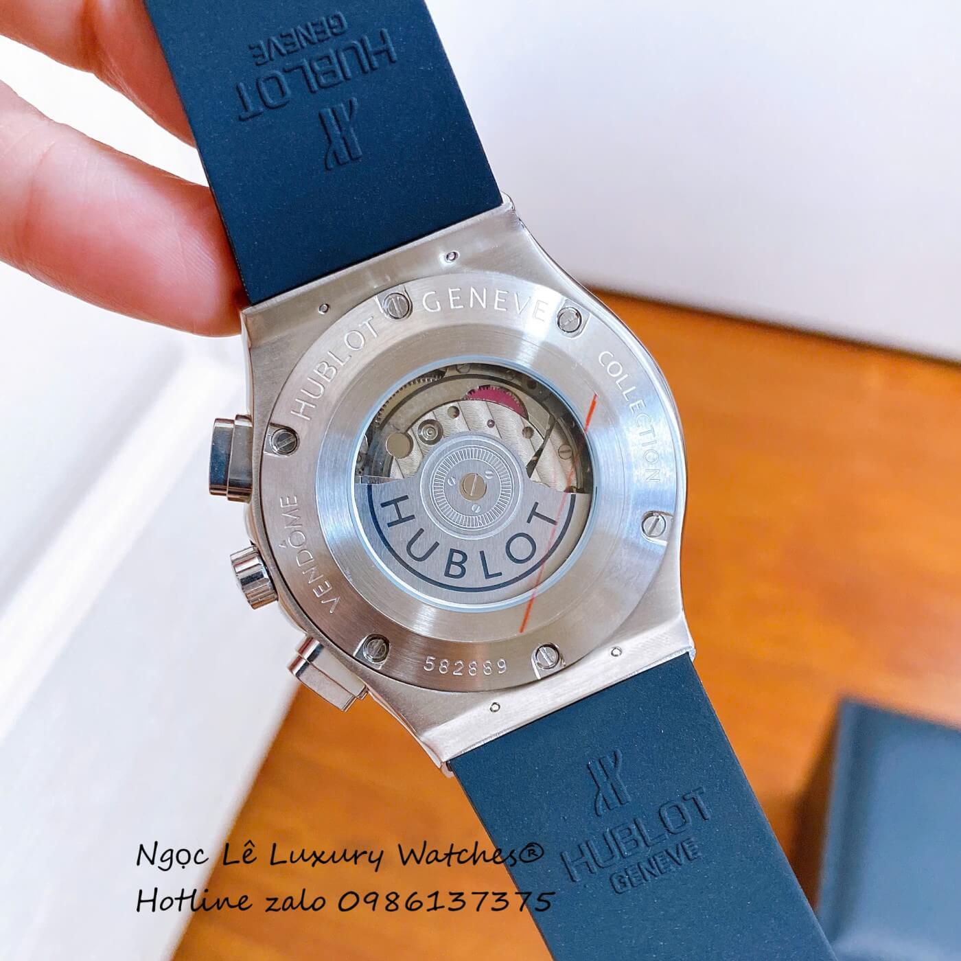 Đồng Hồ Nam Hublot Classic Fusion Automatic Dây Da Xanh Rêu Vỏ Thép Silver Size 42mm