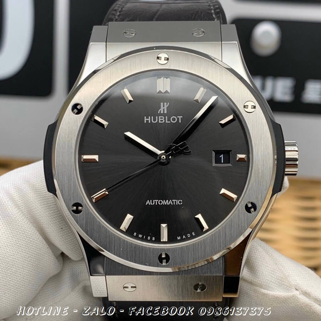 Đồng Hồ Nam Hublot Automatic Dây Da Silicon Đen 42mm