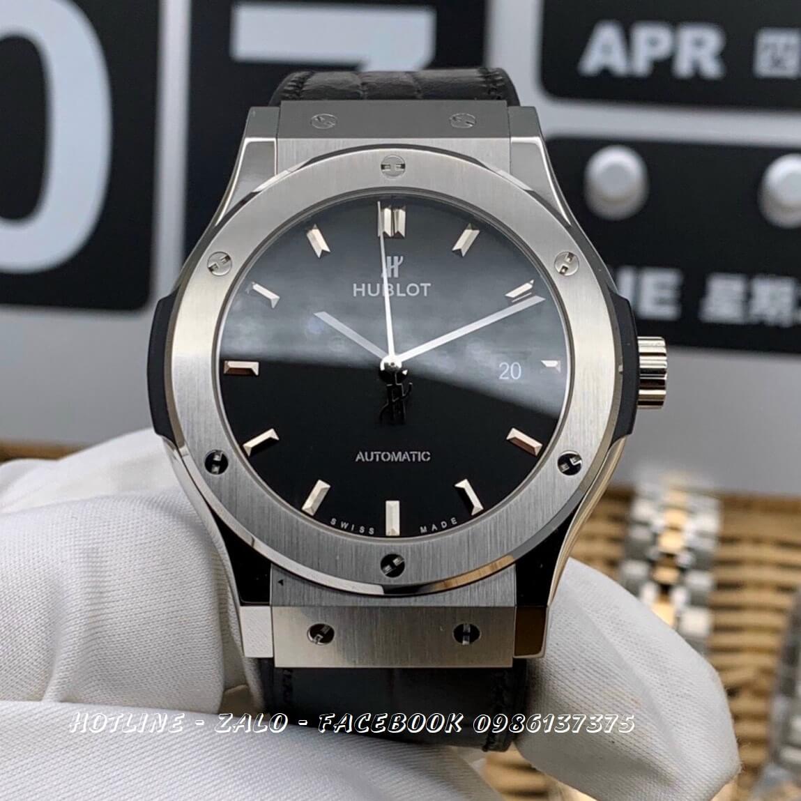 Đồng Hồ Nam Hublot Automatic Dây Da Silicon Đen 42mm