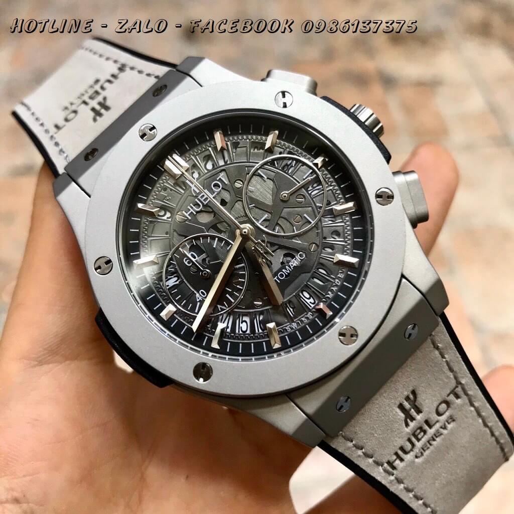 Đồng Hồ Hublot Nam Máy Quartz Dây Da Silicon Xám 42mm