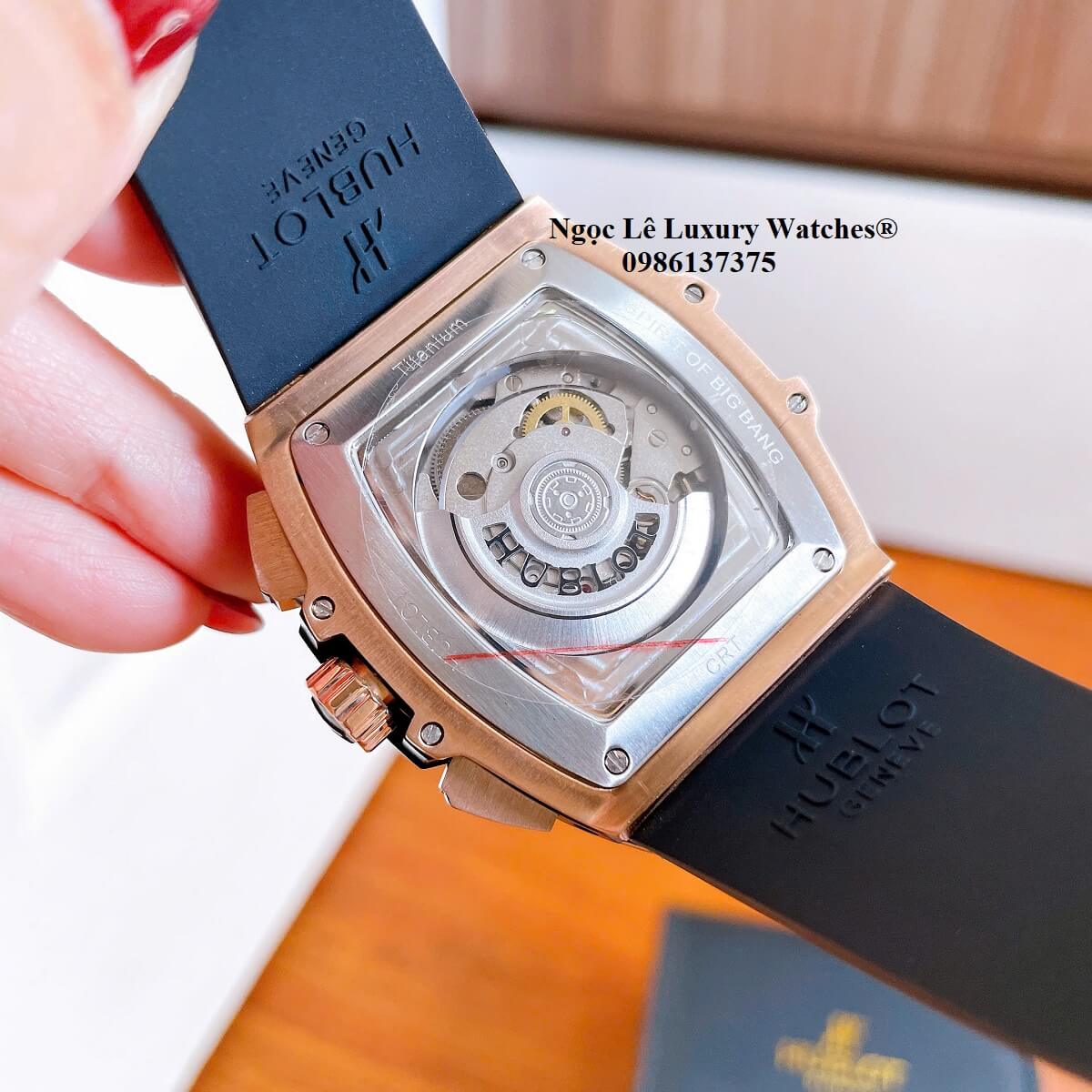 Đồng hồ nam Hublot Spirit Of Big Bang máy tự động dây cao su đen vỏ vàng hồng size 42mm