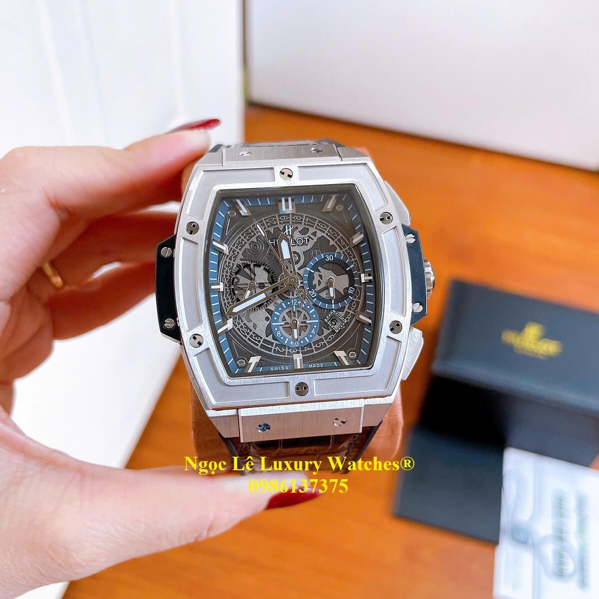 Đồng hồ nam Hublot Spirit Of Big Bang máy tự động dây cao su đen vỏ silver size 42mm
