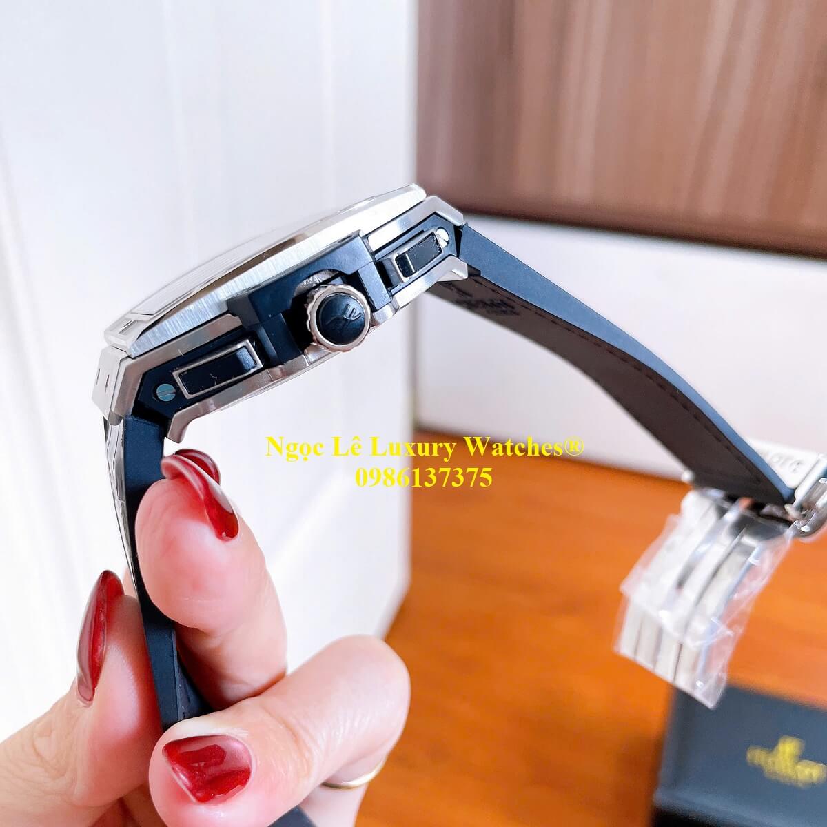 Đồng hồ nam Hublot Spirit Of Big Bang máy tự động dây cao su đen vỏ silver size 42mm