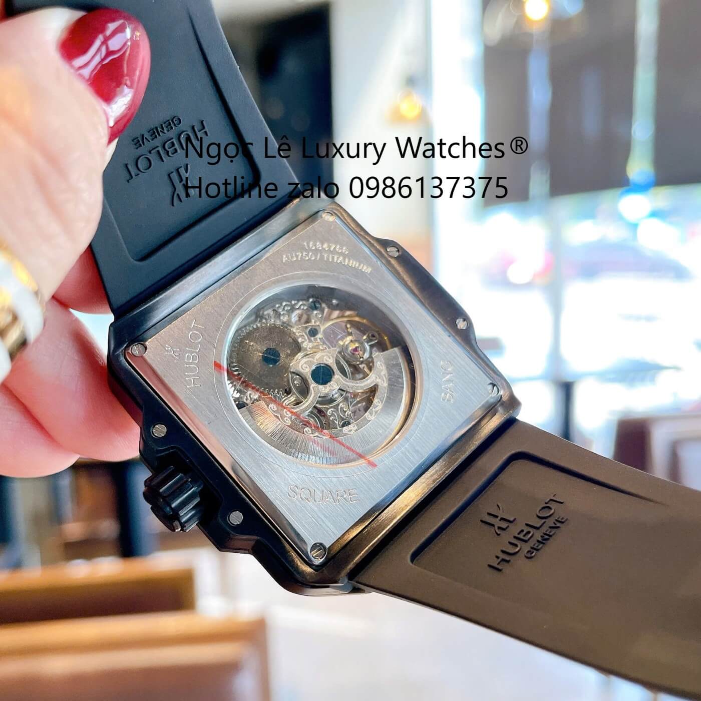 Đồng Hồ Nam Hublot Square Bang Unico Automatic Dây Cao Su Đen Vỏ Thép Đen Size 42mm