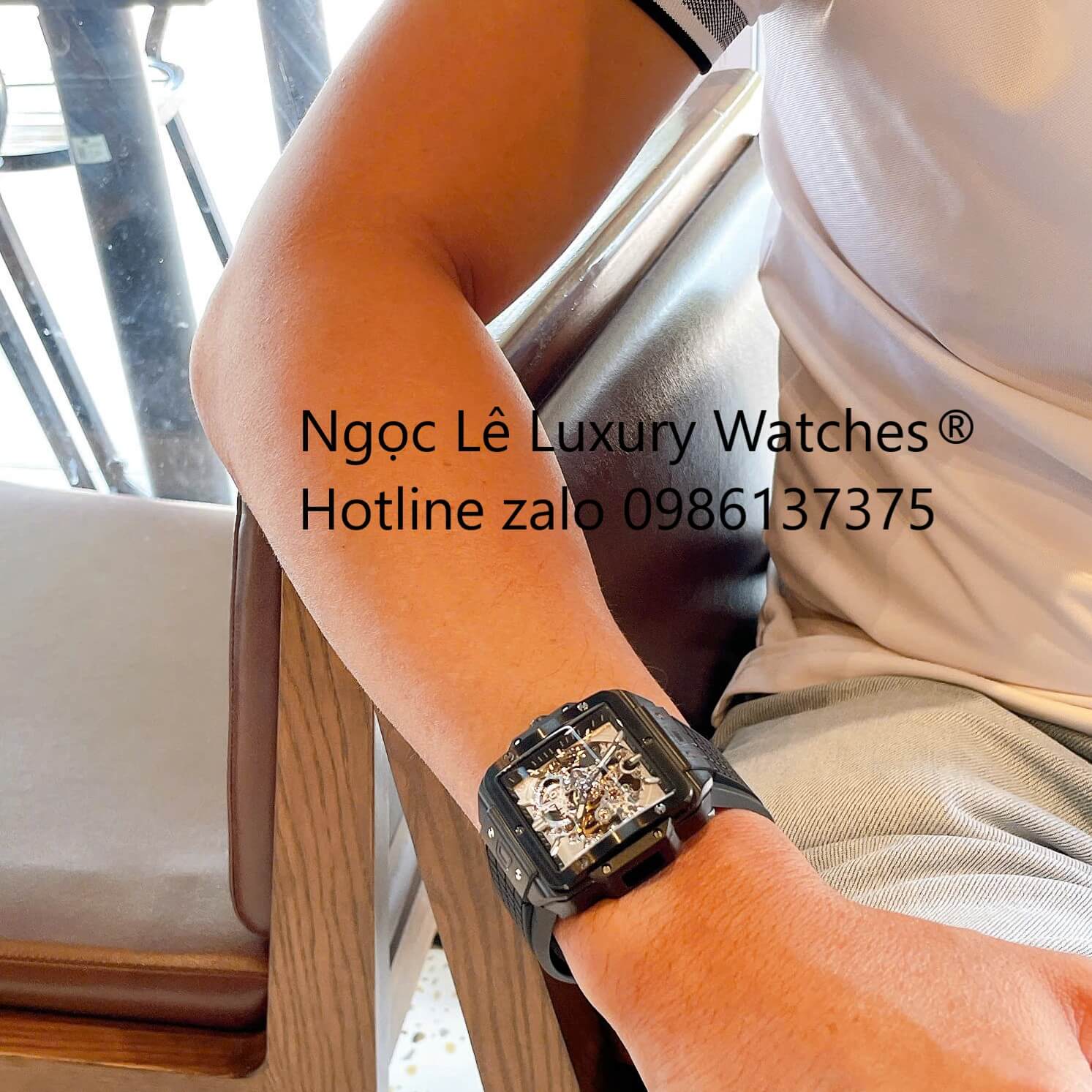 Đồng Hồ Nam Hublot Square Bang Unico Automatic Dây Cao Su Đen Vỏ Thép Đen Size 42mm