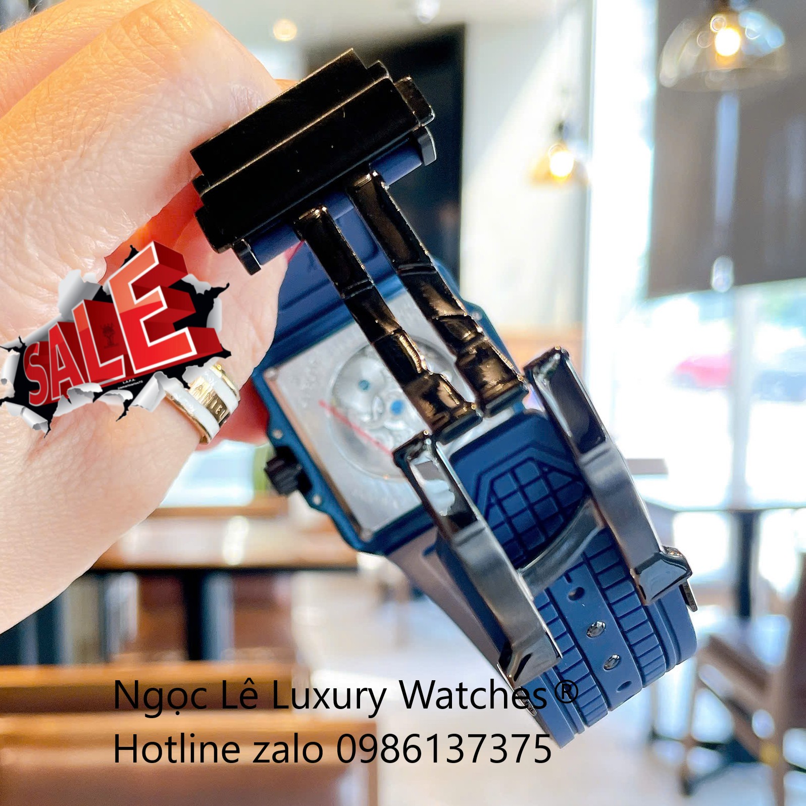 Đồng Hồ Nam Hublot Square Bang Unico Automatic Dây Cao Su Xanh Navy Vỏ Xanh Size 42mm