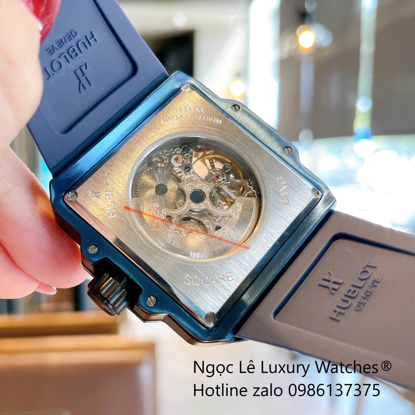 Đồng Hồ Nam Hublot Square Bang Unico Automatic Dây Cao Su Xanh Navy Vỏ Xanh Size 42mm
