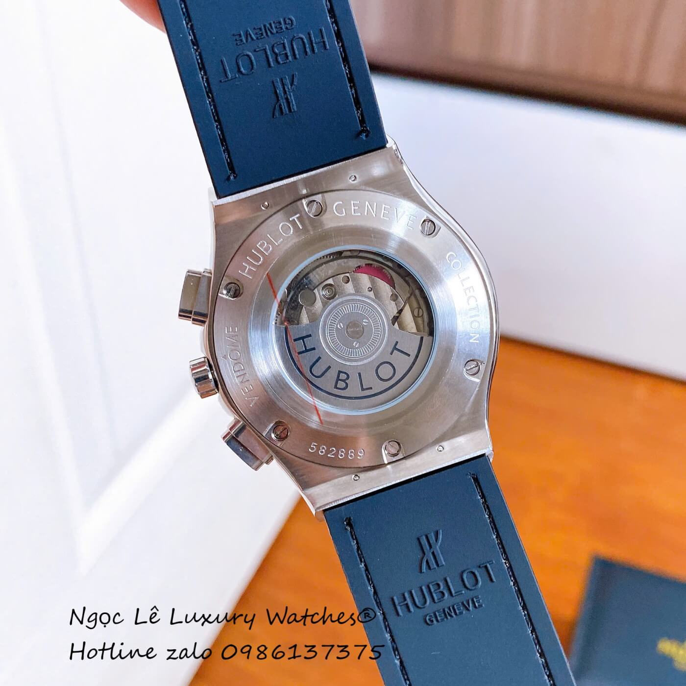 Đồng Hồ Nam Hublot Classic Fusion Automatic Dây Da Xanh Dương Vỏ Silver Size 42mm
