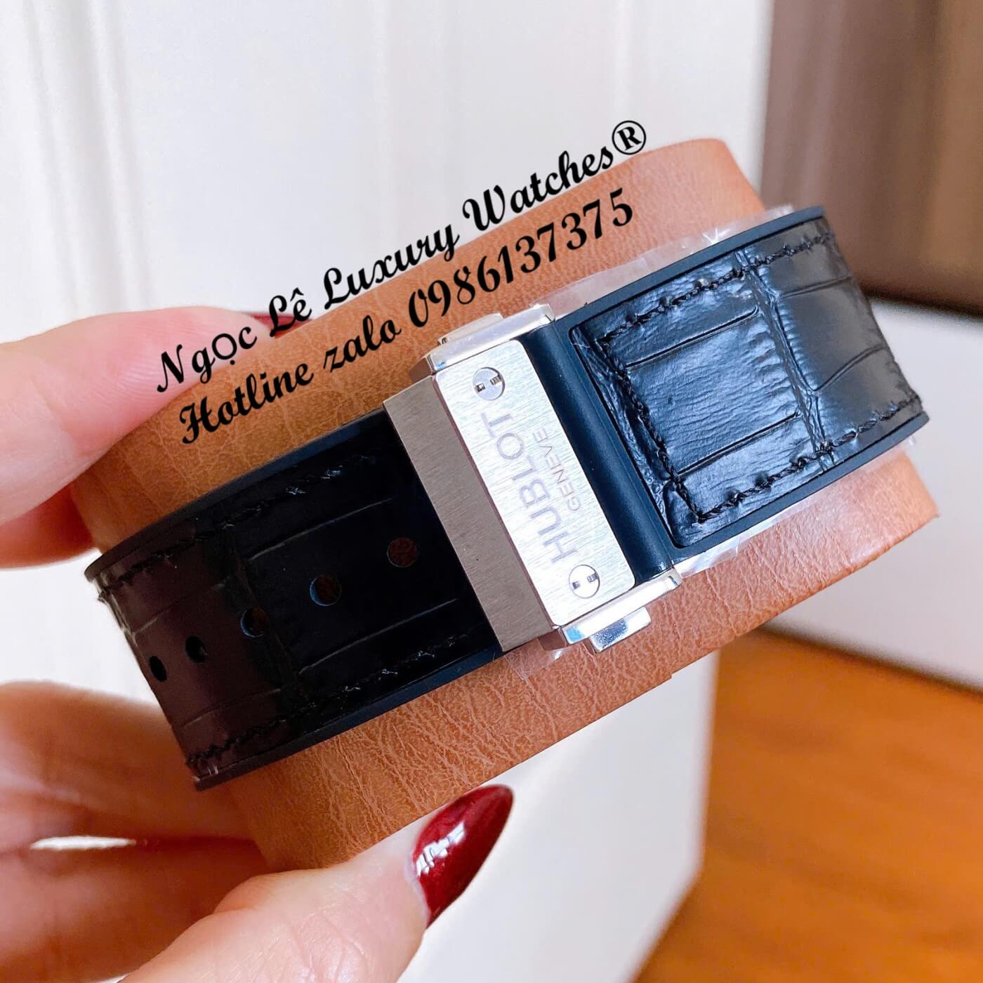 Đồng Hồ Nam Hublot Classic Fusion Automatic Dây Da Đen Mặt Đen Vỏ Thép Silver Size 42mm