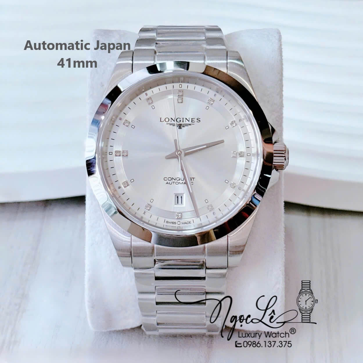 Đồng Hồ Nam Longines Conquest Tự Động Inox Sapphire Mặt Trắng Silver 41mm
