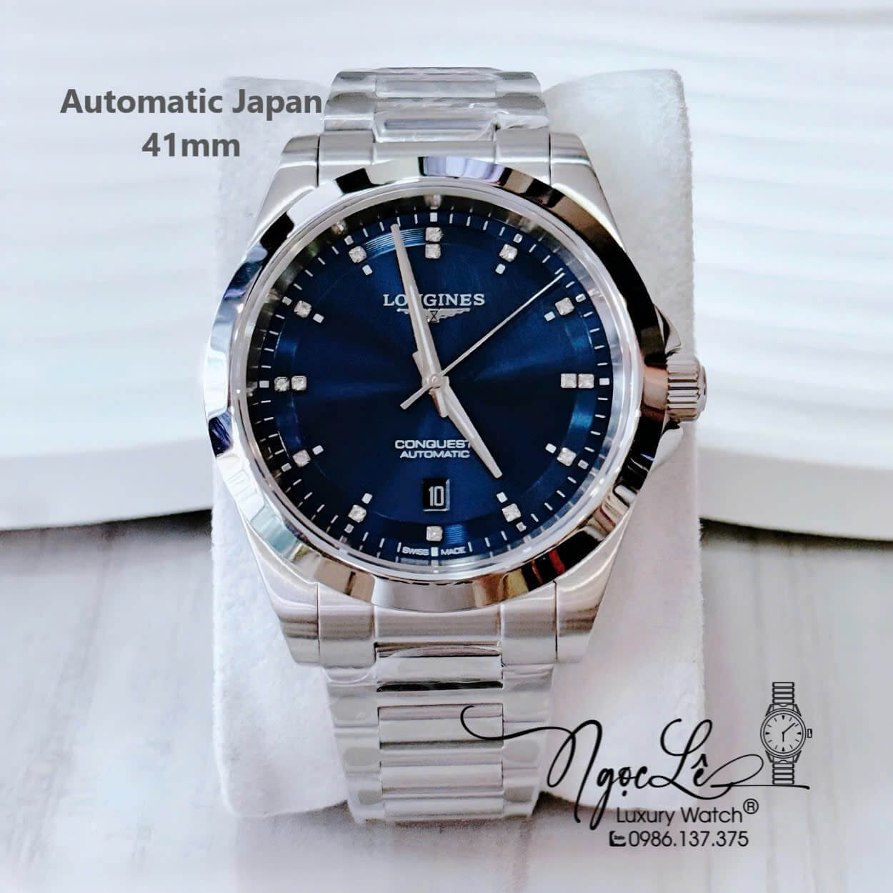 Đồng Hồ Nam Longines Conquest Tự Động Inox Sapphire Mặt Xanh Dương Silver 41mm