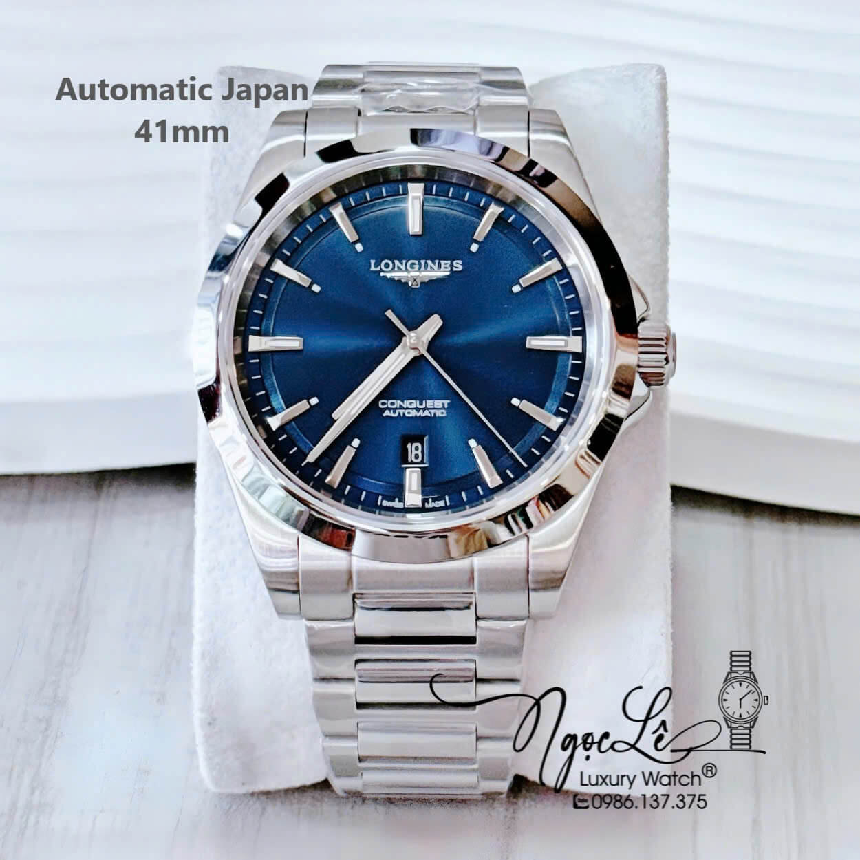 Đồng Hồ Nam Longines Conquest Tự Động Inox Sapphire Mặt Xanh Dương Silver 41mm