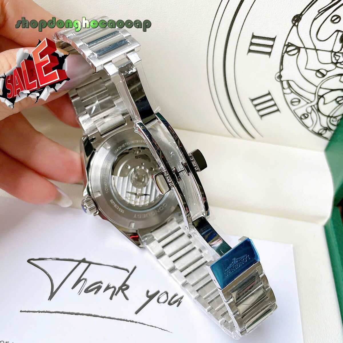 Đồng Hồ Nam Longines Conquest Tự Động Inox Sapphire Mặt Xanh Lá Silver 41mm