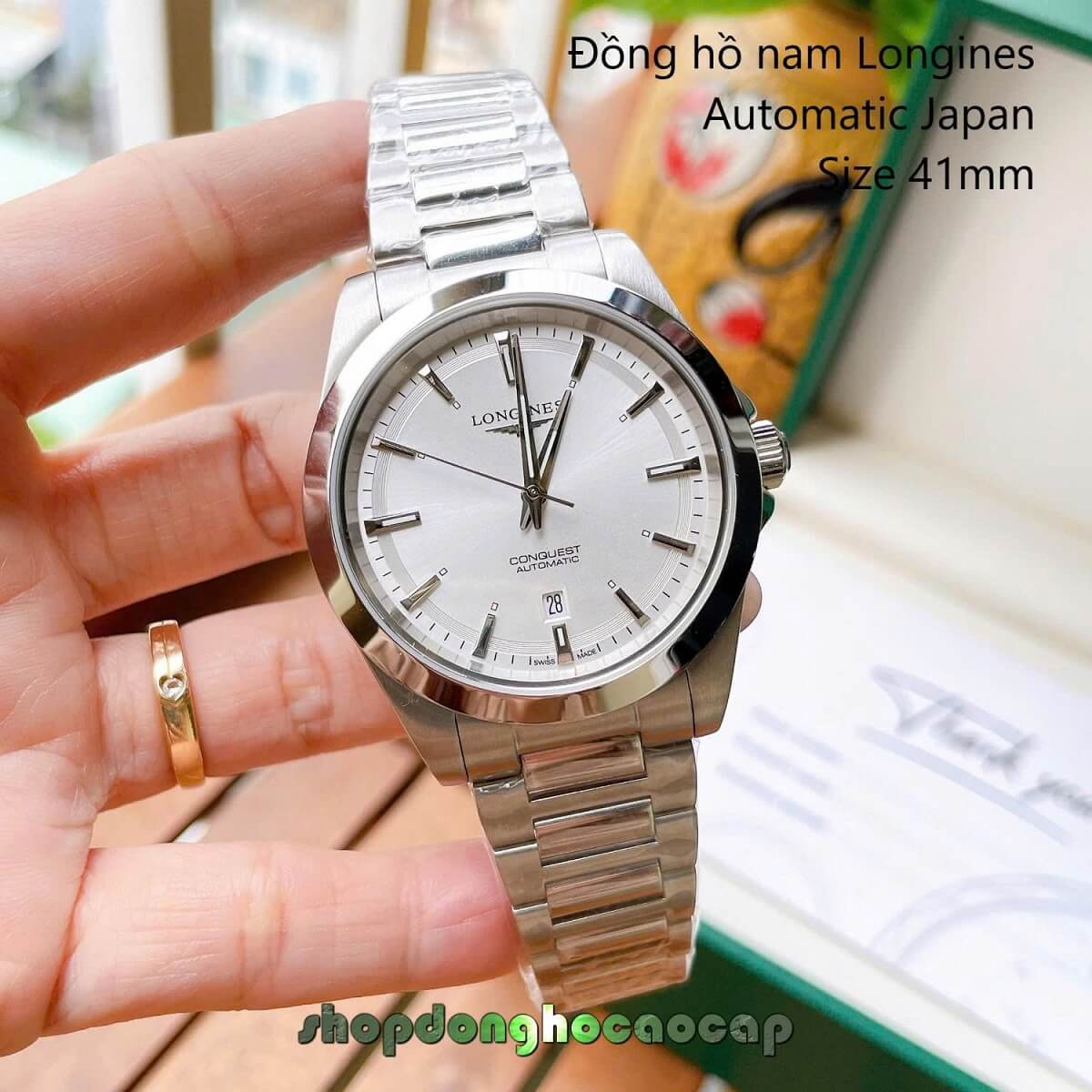 Đồng Hồ Nam Longines Conquest Tự Động Inox Sapphire Mặt Trắng Silver 41mm