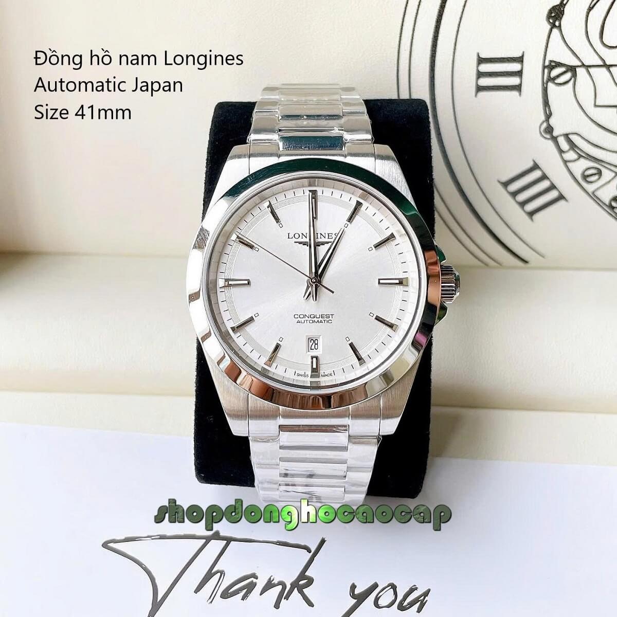 Đồng Hồ Nam Longines Conquest Tự Động Inox Sapphire Mặt Trắng Silver 41mm