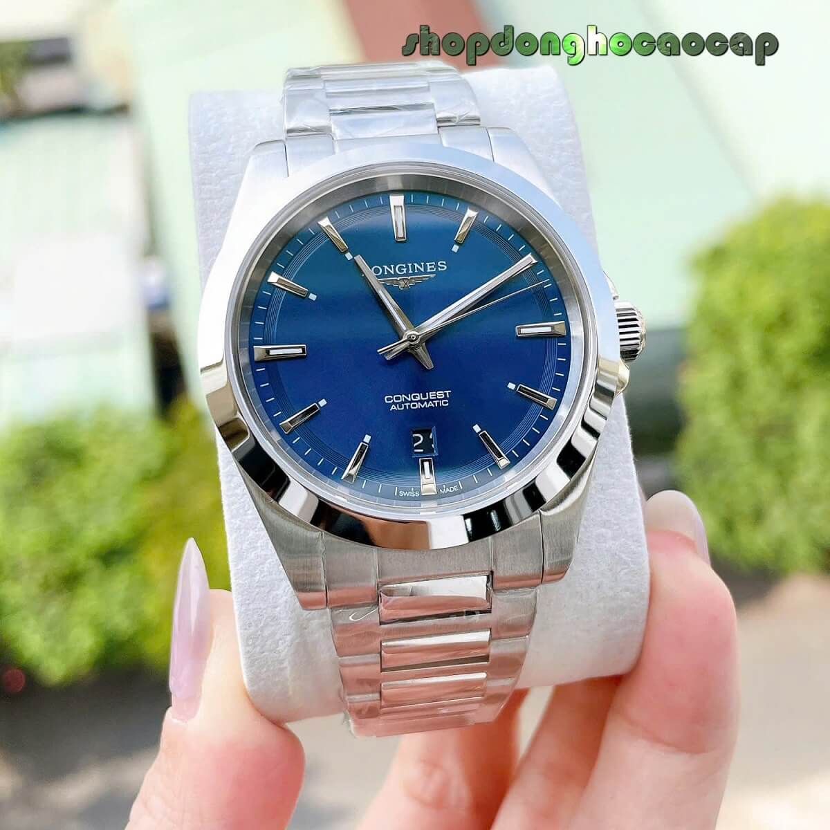 Đồng Hồ Nam Longines Conquest Tự Động Inox Sapphire Mặt Xanh Dương Silver 41mm