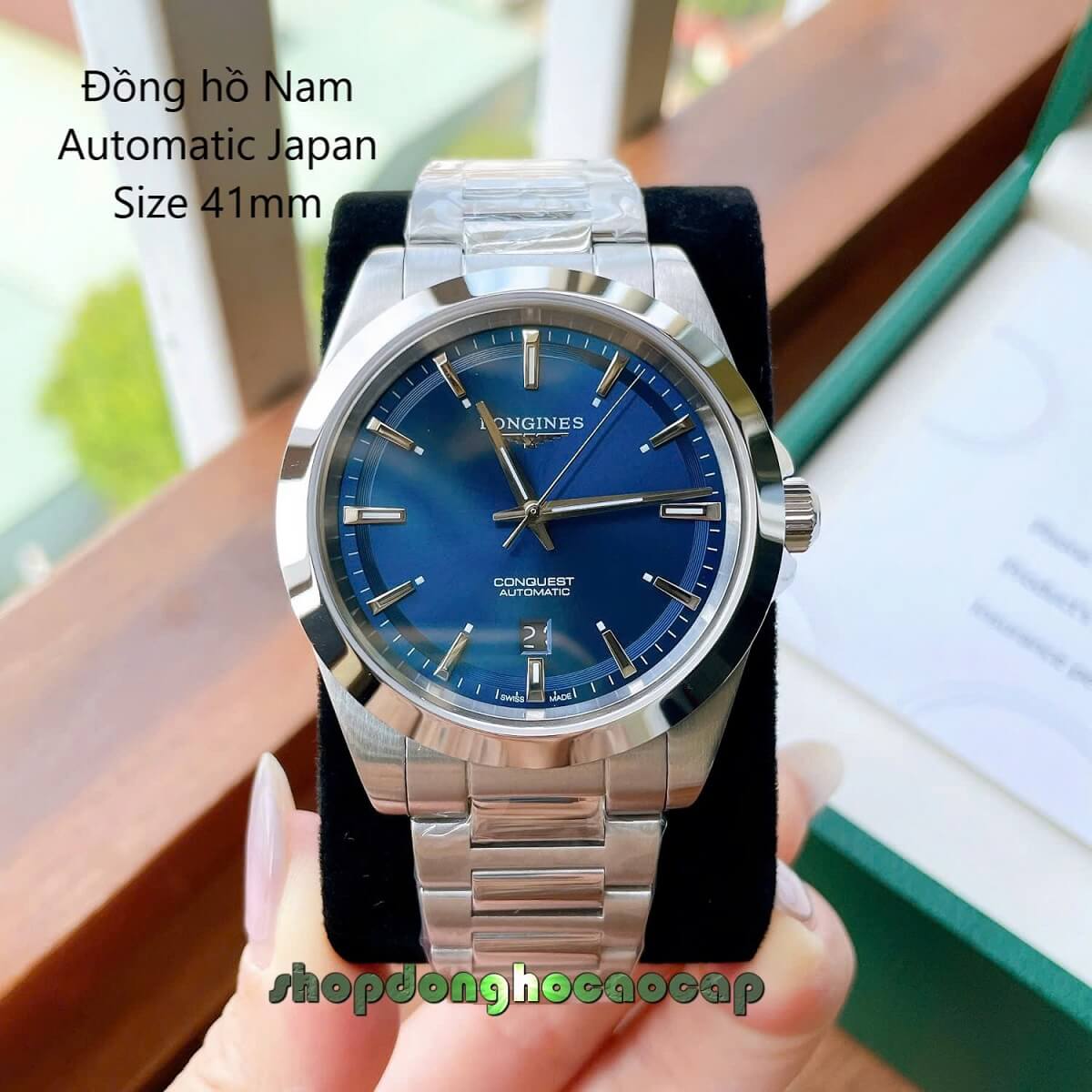 Đồng Hồ Nam Longines Conquest Tự Động Inox Sapphire Mặt Xanh Dương Silver 41mm