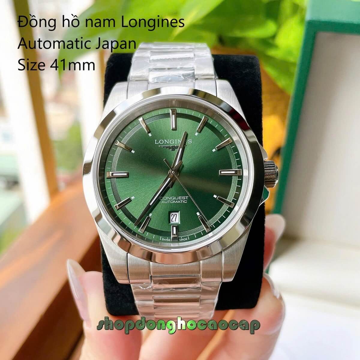 Đồng Hồ Nam Longines Conquest Tự Động Inox Sapphire Mặt Xanh Lá Silver 41mm